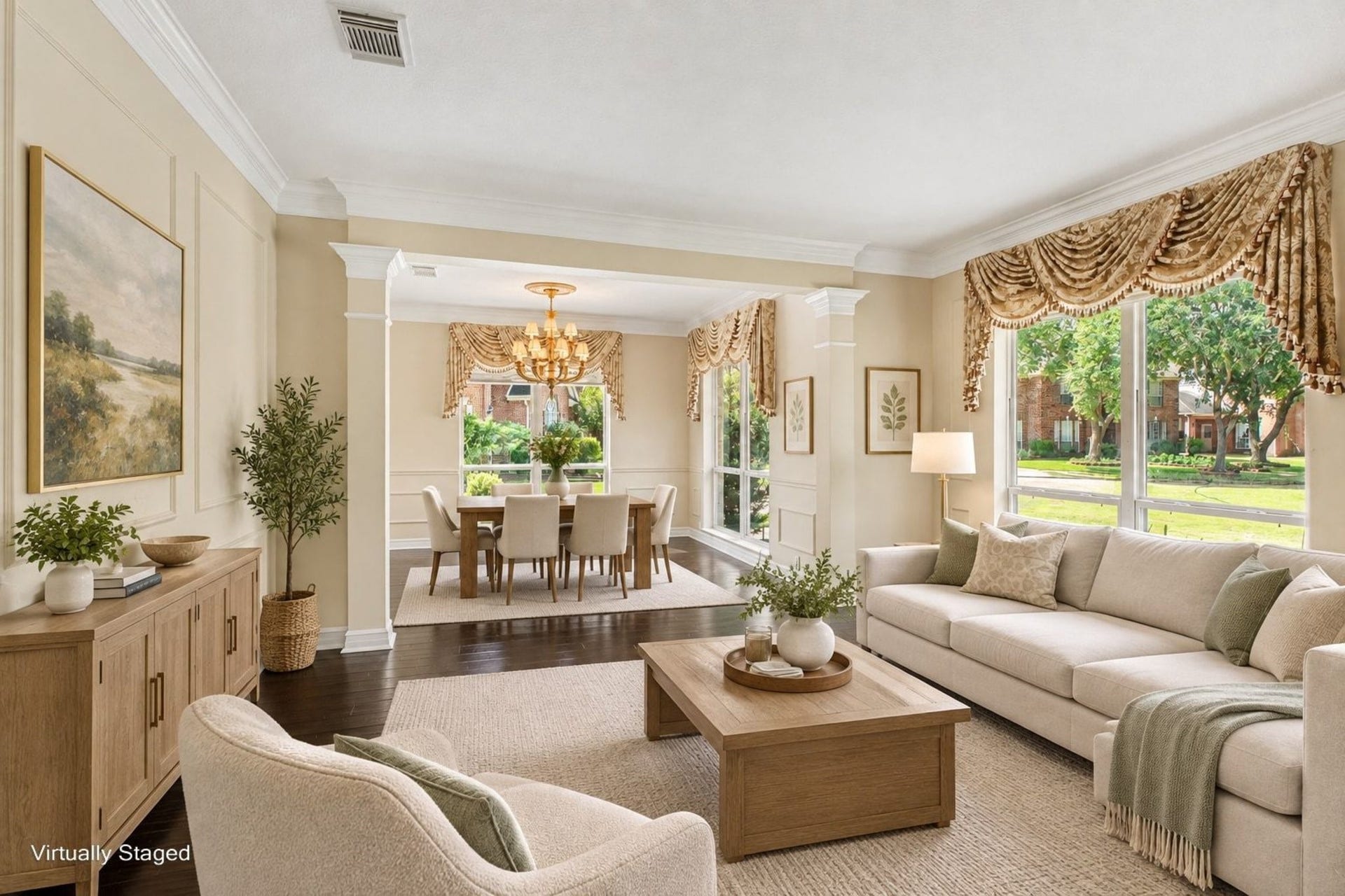 5406 Brook Bend Drive, Sugar Land, TX 77479 Virtually staged living-dining room combination provides excellent entertaining space