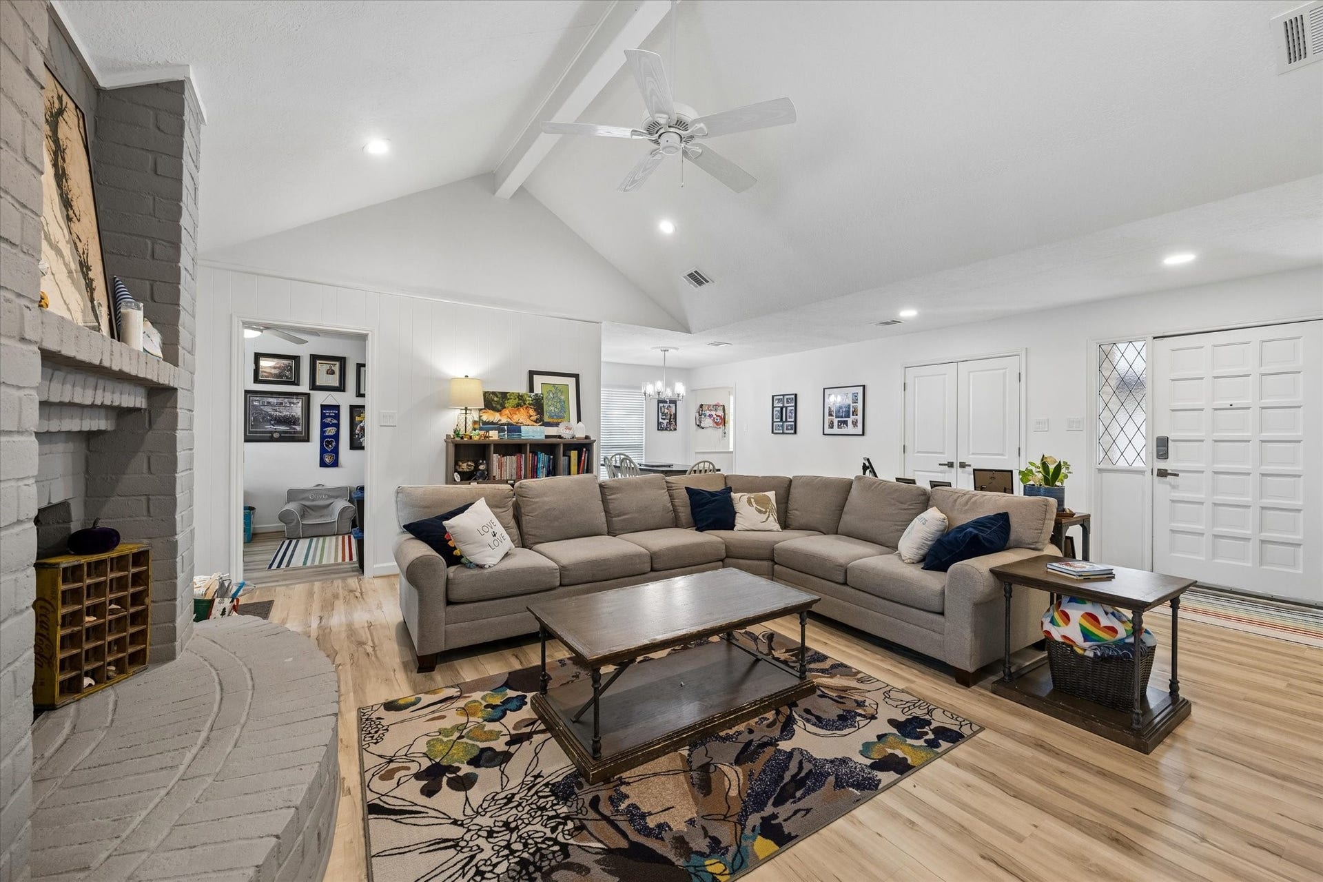 5914 Y Street, Katy, TX 77493 Another view of beautifully renovated living room with door leading to 4th bedroom or convenient study!