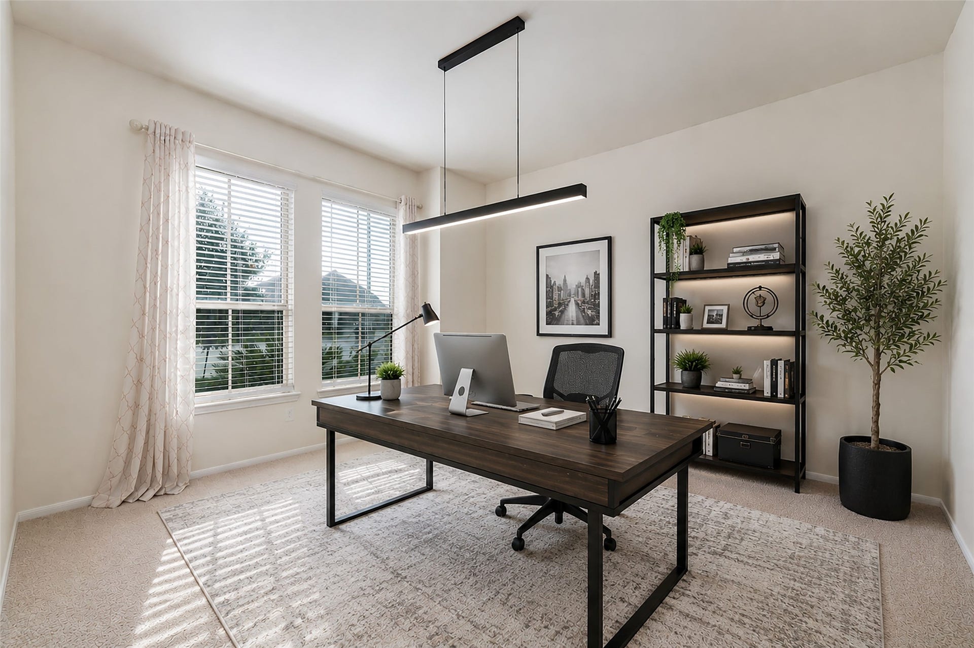 This space is currently being utilized as a dining room, but is also the perfect space for be a private home office. (Virtually Staged)