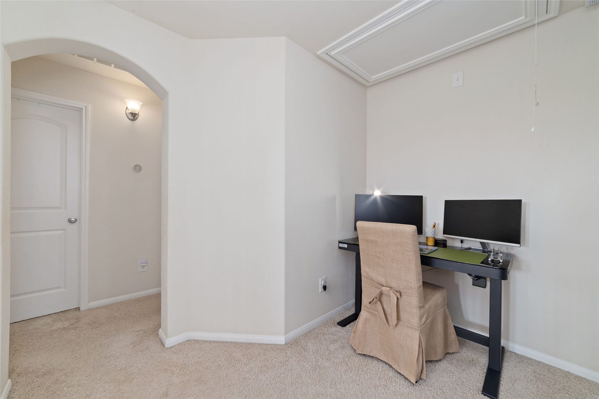 Upstairs flex space could be used as a study area, homework station or additional workspace.