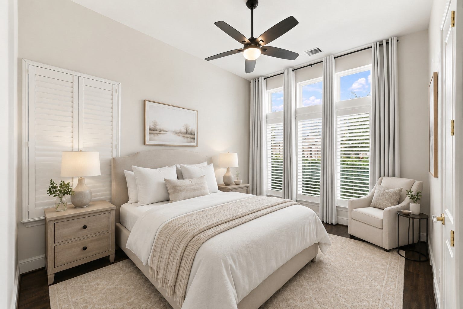 3011 Lantana Trail, Katy, TX 77493 Full bedroom downstairs, currently used as a nursery, but staged to show the space for a premium guest suite. *This photo is digitally staged.*