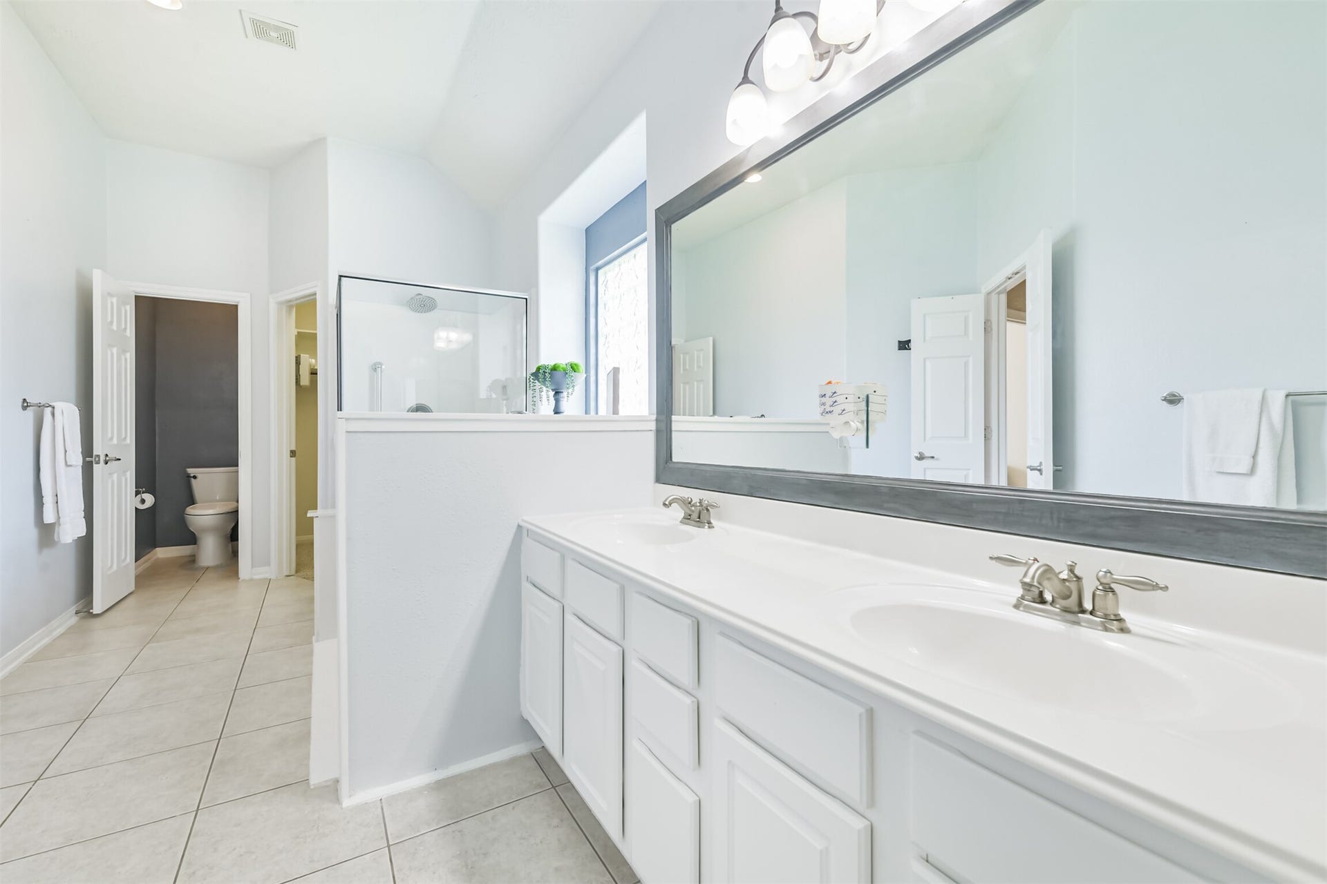 2 large closets in the primary bathroom