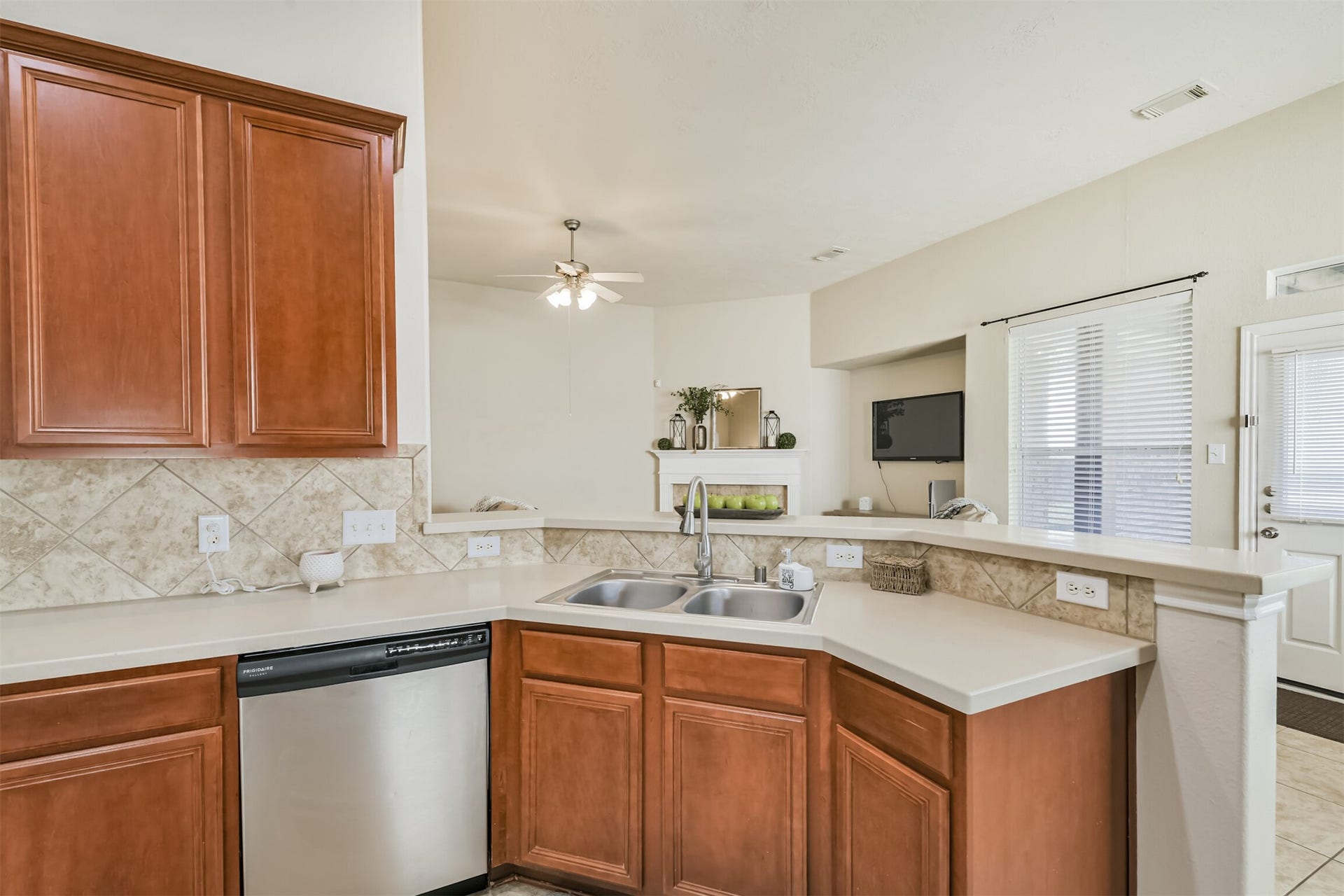 Kitchen open to living room