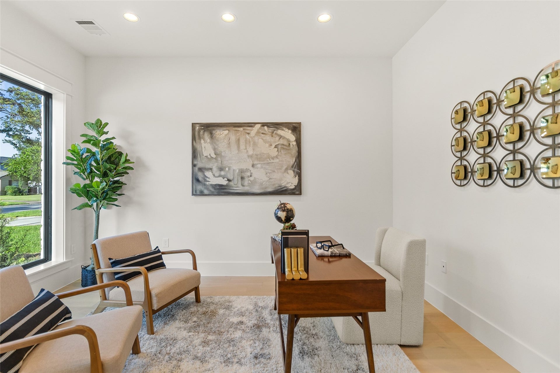 Working from home becomes a pleasure in your private office, offering a quiet, stylish space with plenty of room to focus and create.