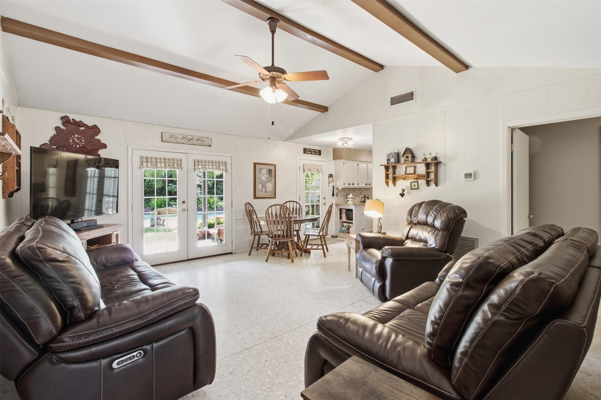 Living Room with vaulted ceiling