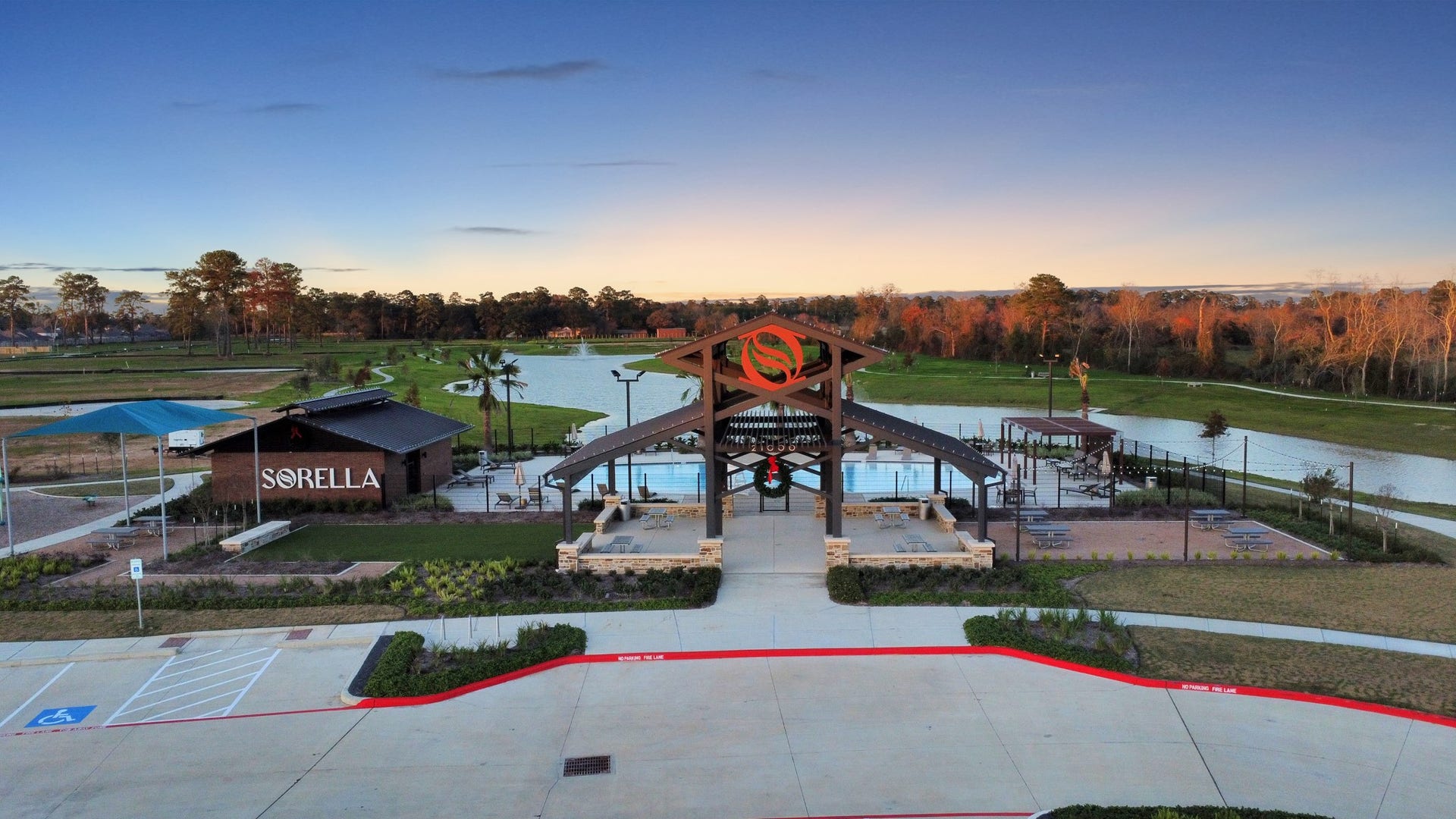 21434 Gazania Daisy Lane, Tomball, TX 77377 The central hub for community gatherings, featuring an open-air pavilion (right) ideal for events, parties, and family cookouts.