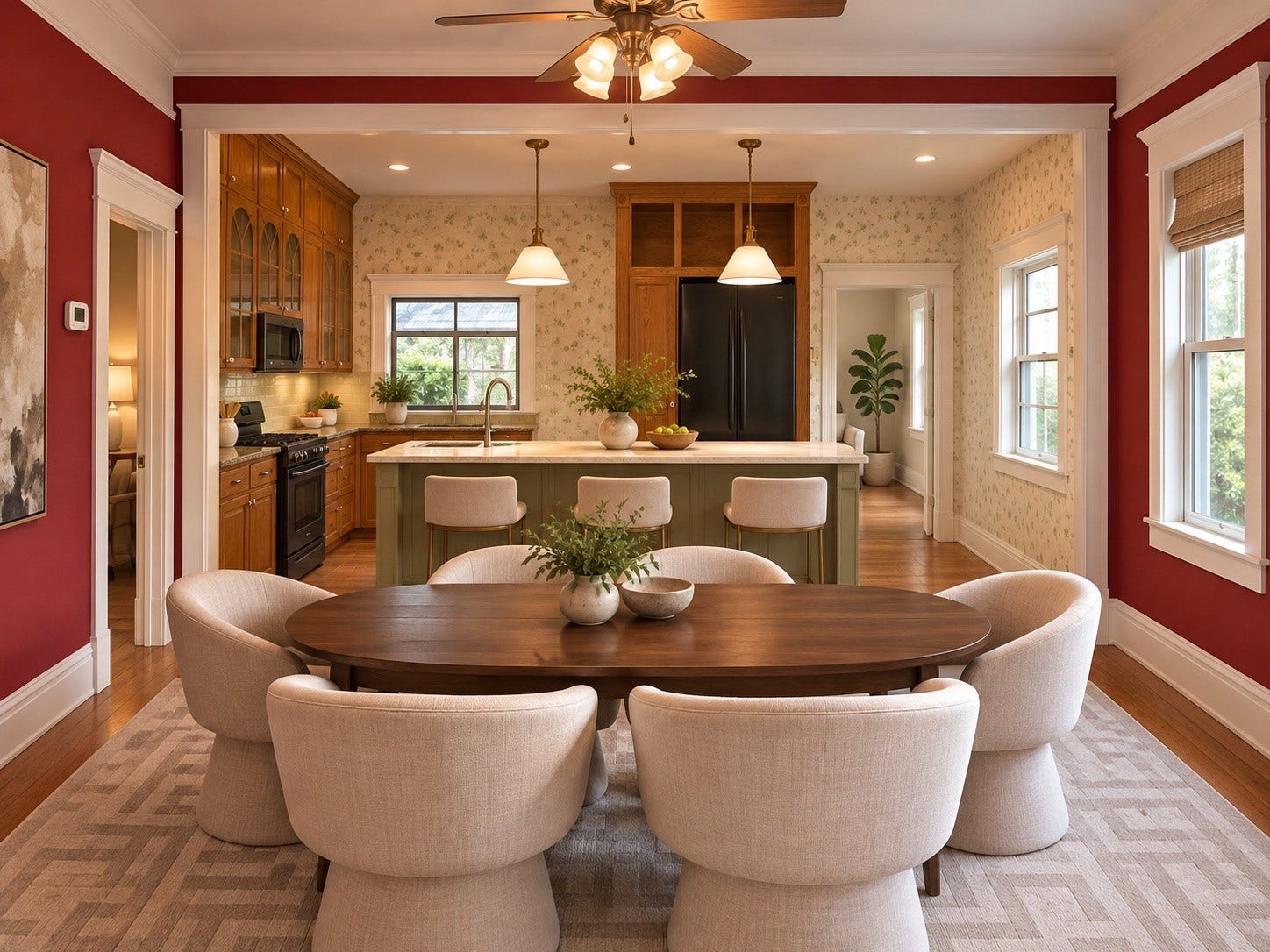 1301 Rutland Street, Houston, TX 77008 *Virtual rendering* showing what the space could look like should you take out the wall between the dining room and kitchen