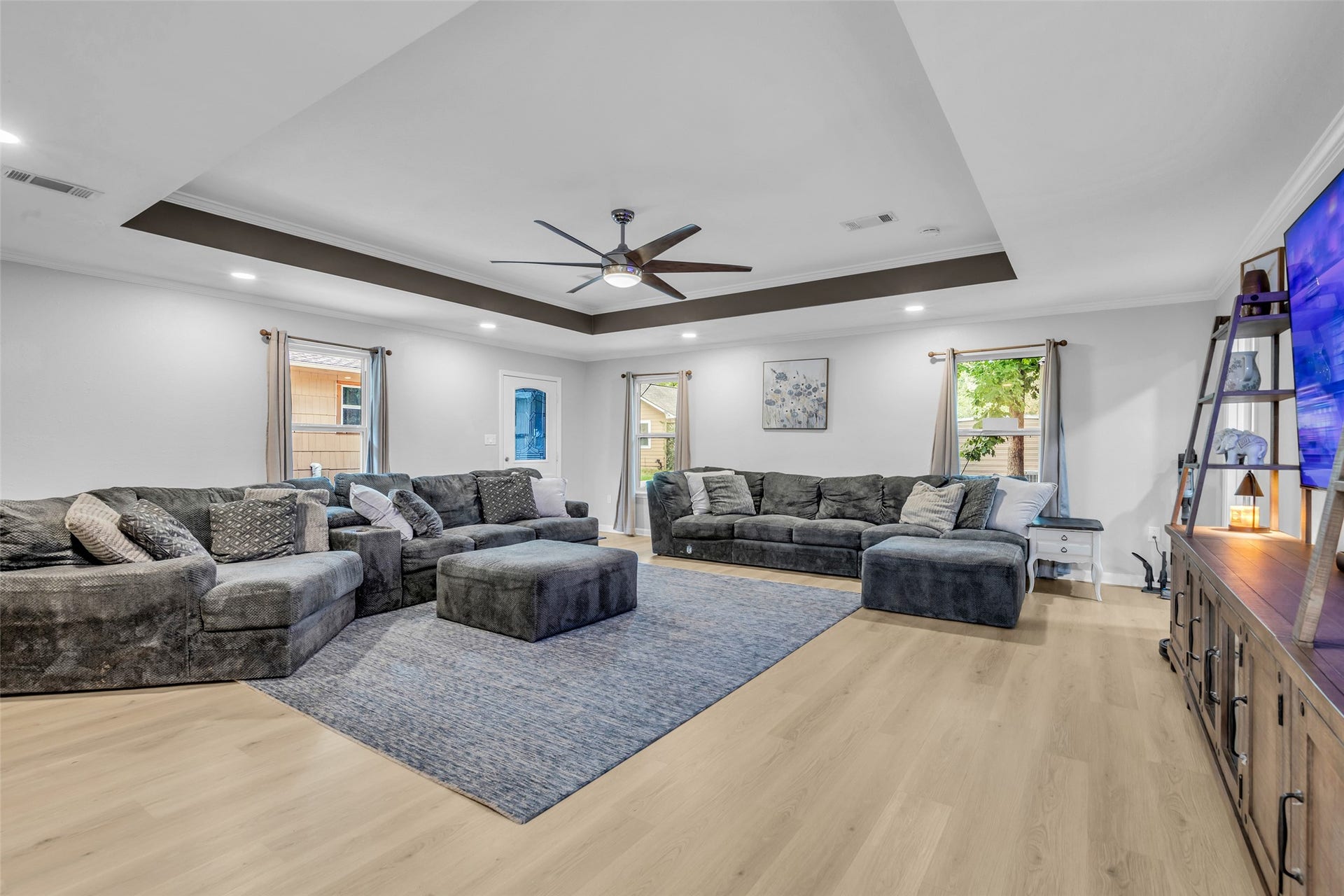 This large family room at 20x24 has room for all your entertainment needs