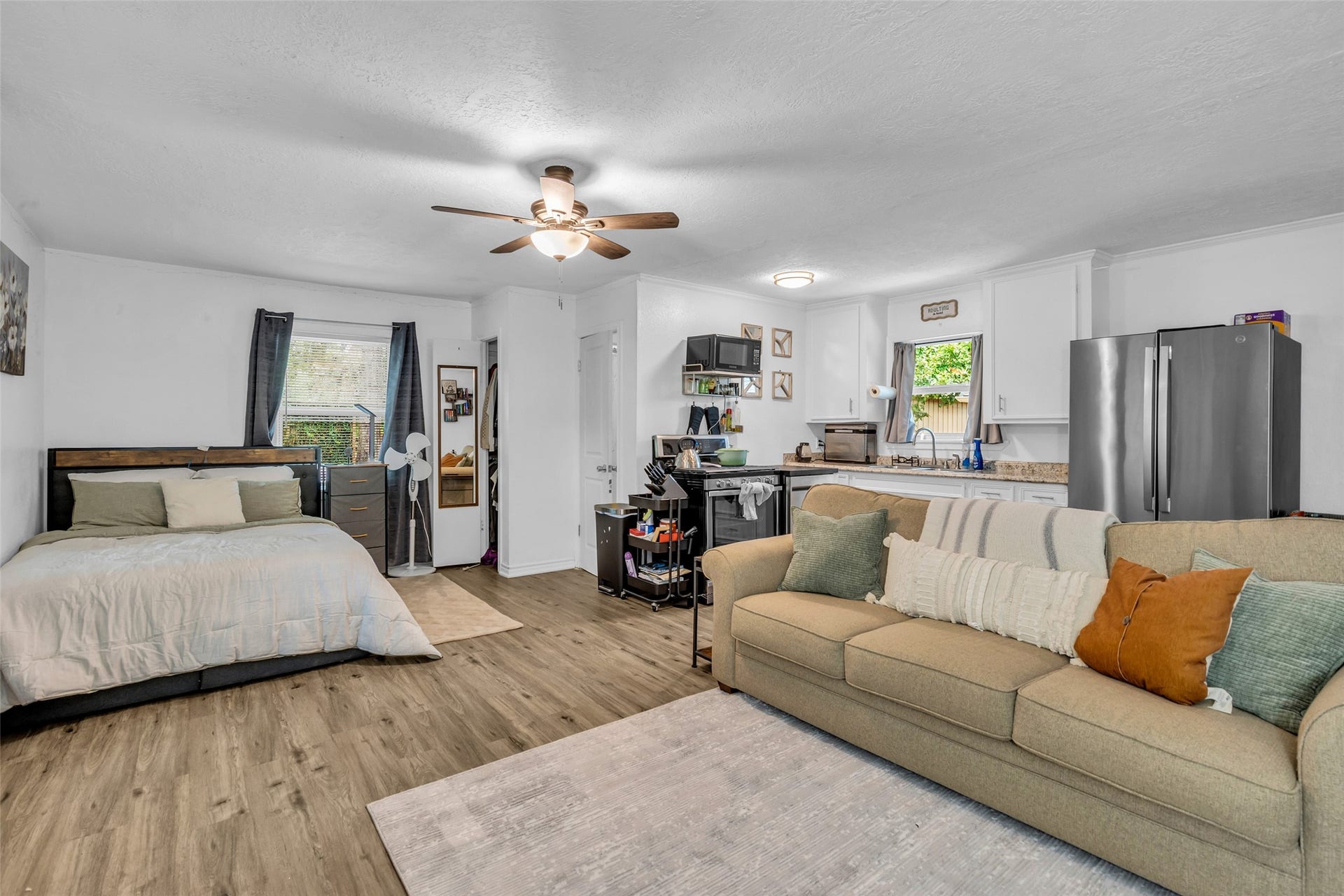 Is an open studio layout with a small closet