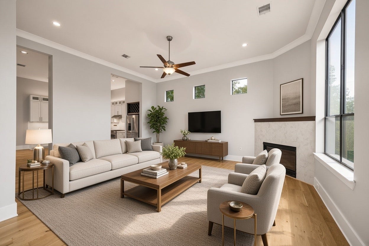 839 W 19th Street, Houston, TX 77008 Living Room - Virtually Staged Photo