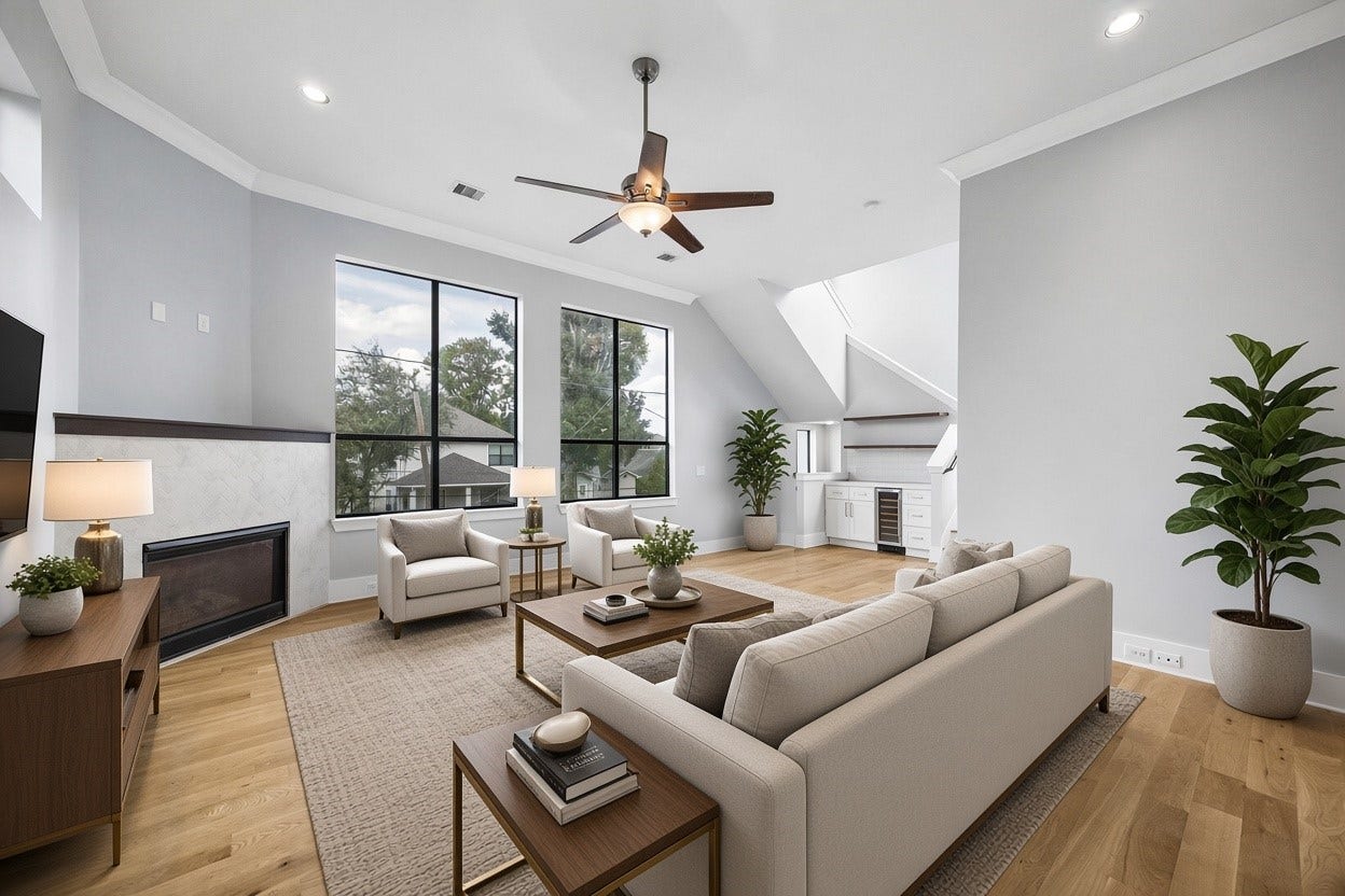 839 W 19th Street, Houston, TX 77008 Living Room - Virtually Staged Photo