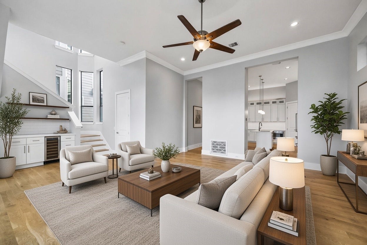 839 W 19th Street, Houston, TX 77008 Living Room - Virtually Staged Photo