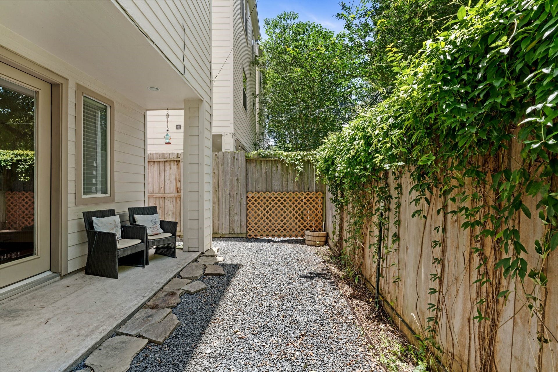 A private backyard is a rare find for the area.