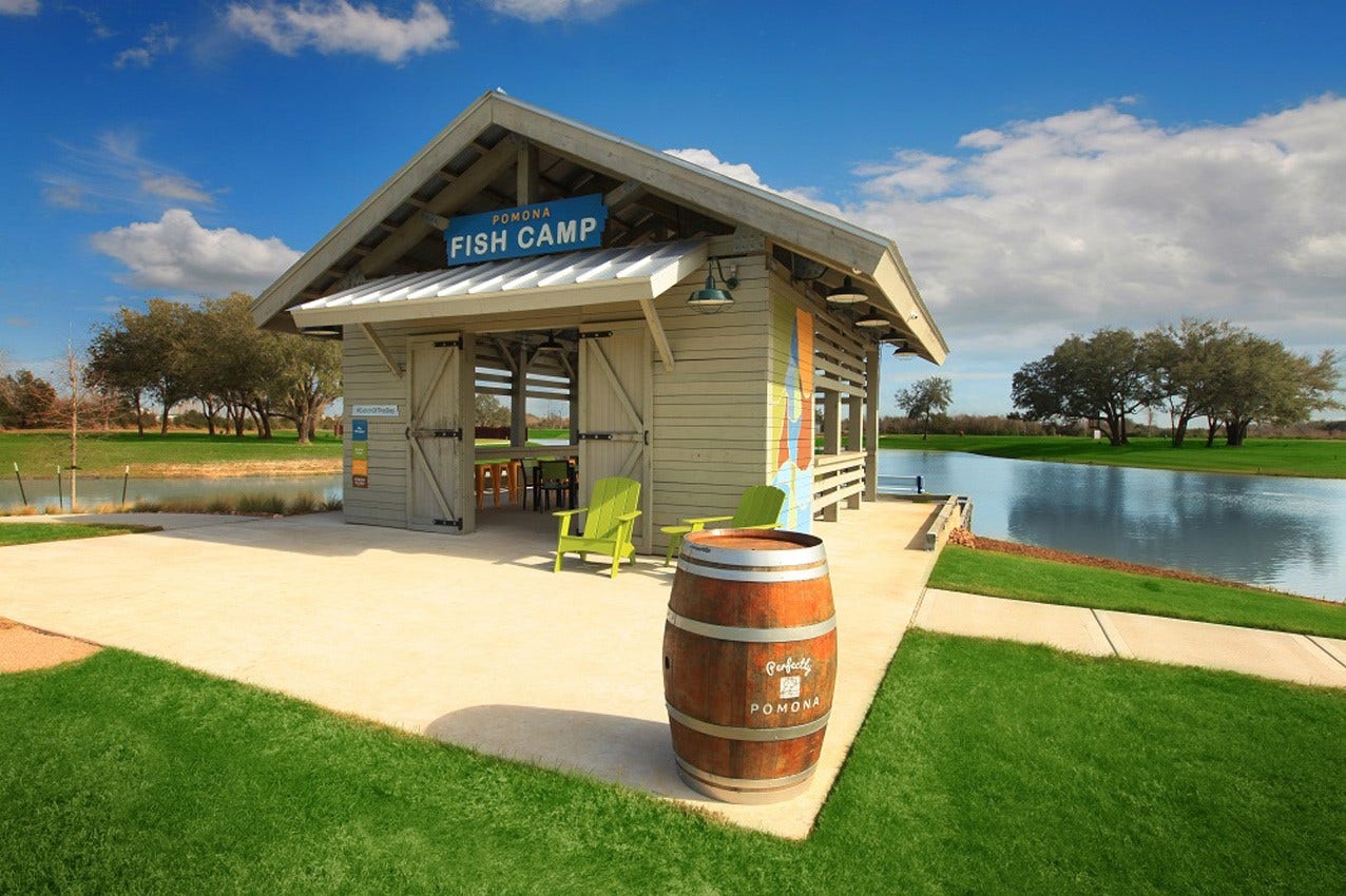 Pomona's Fishing camp is stocked. Reel in a little relaxation! Fishing pole rentals and bait available.