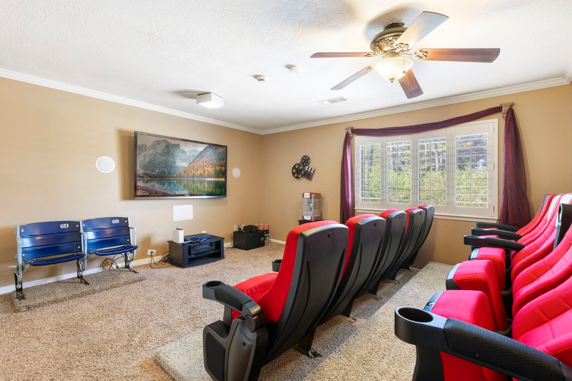 8202 Forest Ridge Road, Spring, TX 77379 This media room has been upgraded with stadium seating and features a huge closet making it a great 6th bedroom option.