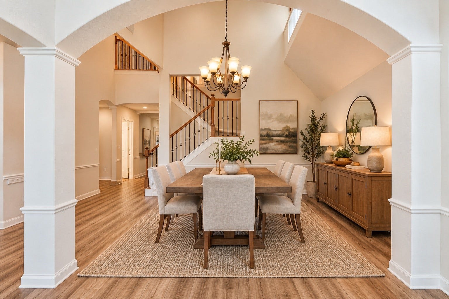3134 Old Masters Drive, Sugar Land, TX 77479 Dining Room is open and creates an amazing flow for entertaining. *Virtually Staged