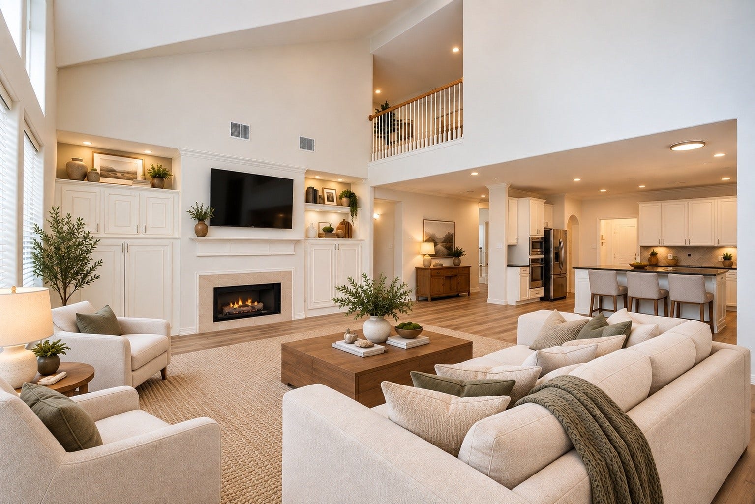 3134 Old Masters Drive, Sugar Land, TX 77479 Large Family Room with soaring ceilings, open to the Kitchen & Breakfast Area for excellent entertaining. *Virtually Staged