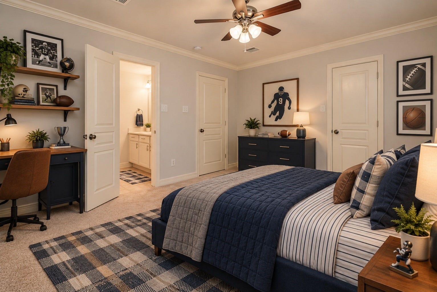 3134 Old Masters Drive, Sugar Land, TX 77479 Another secondary bedroom upstairs with bathroom. *Virtually Staged