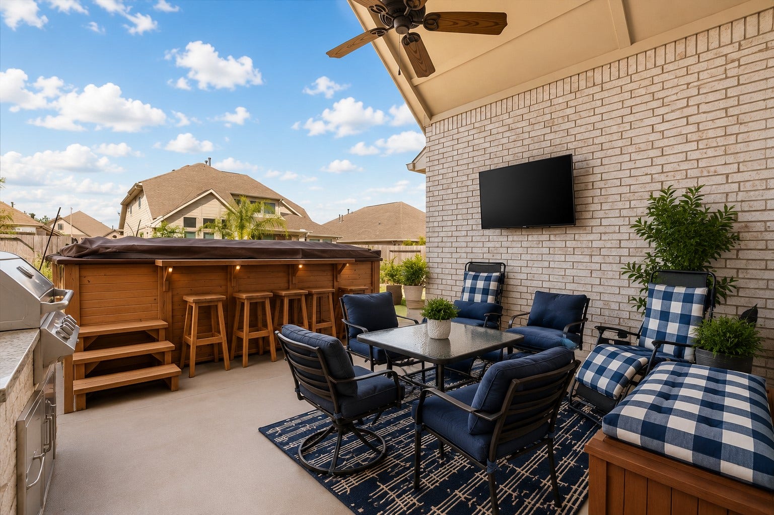 1714 Hartford Mills Lane, League City, TX 77573 Covered patio and outdoor kitchen