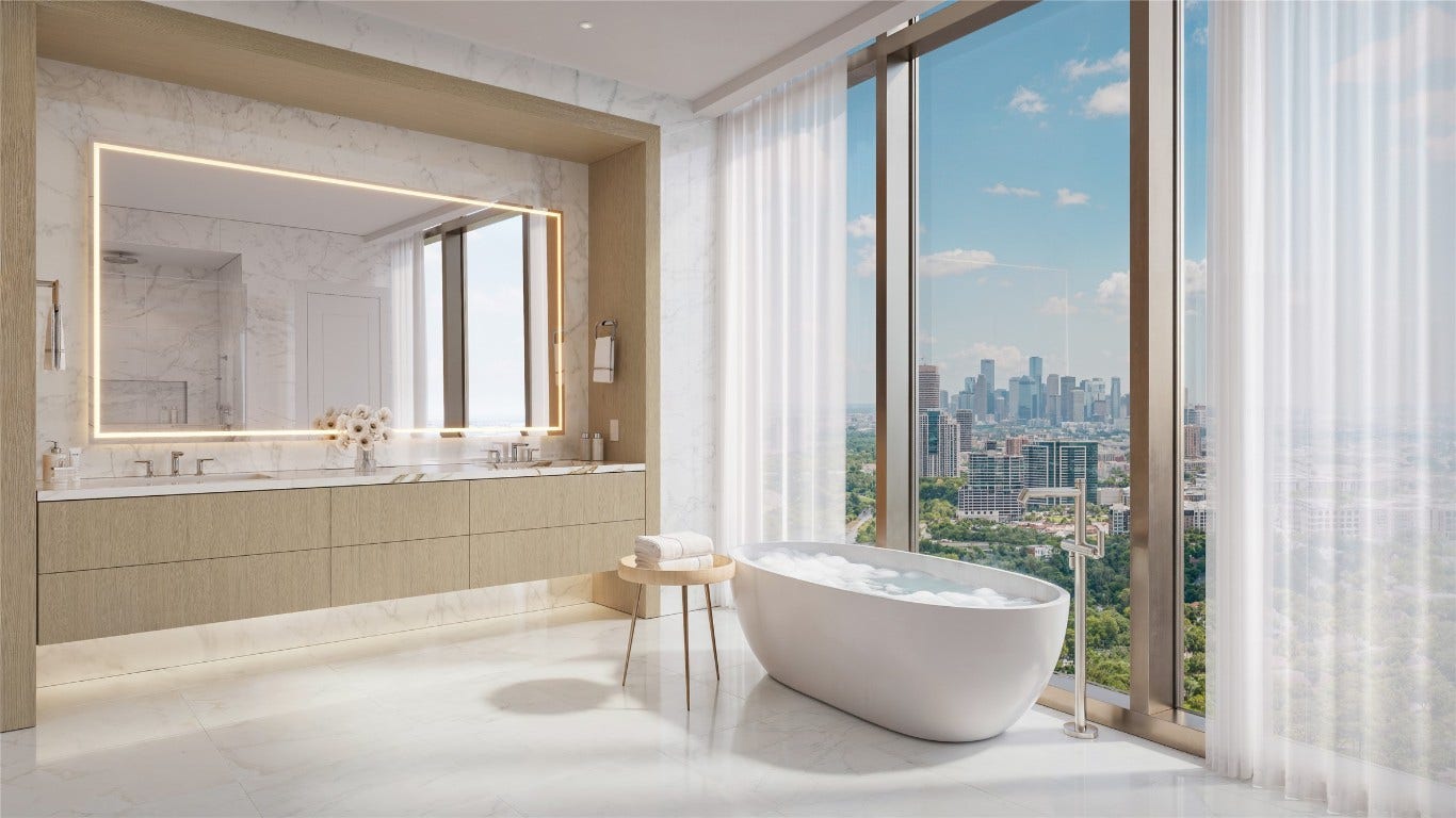 102 Asbury Street, #3101, Houston, TX 77007 Primary Bath Featuring the Natural Color Scheme Selection.