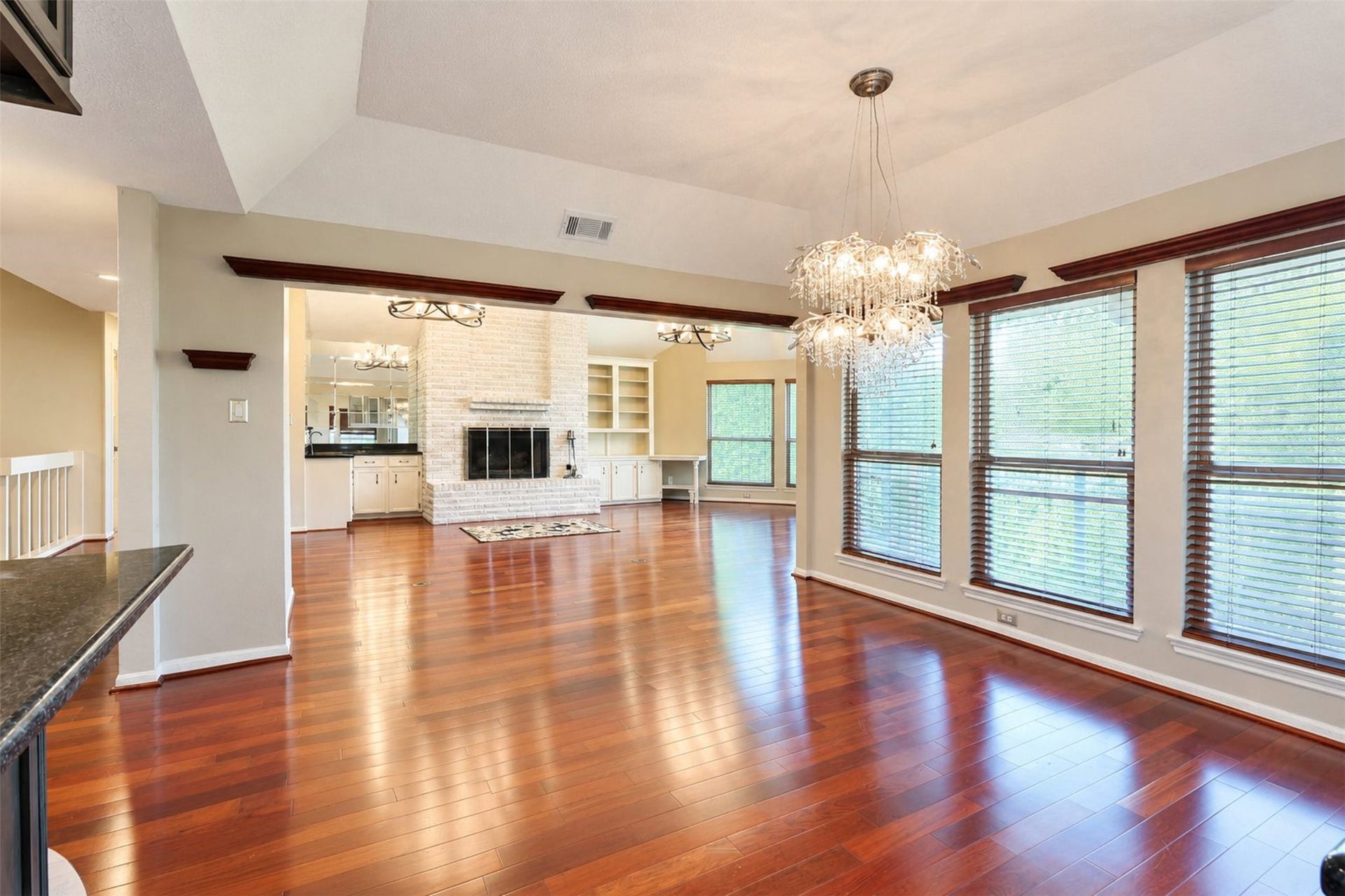 View from the dining room into the living room.