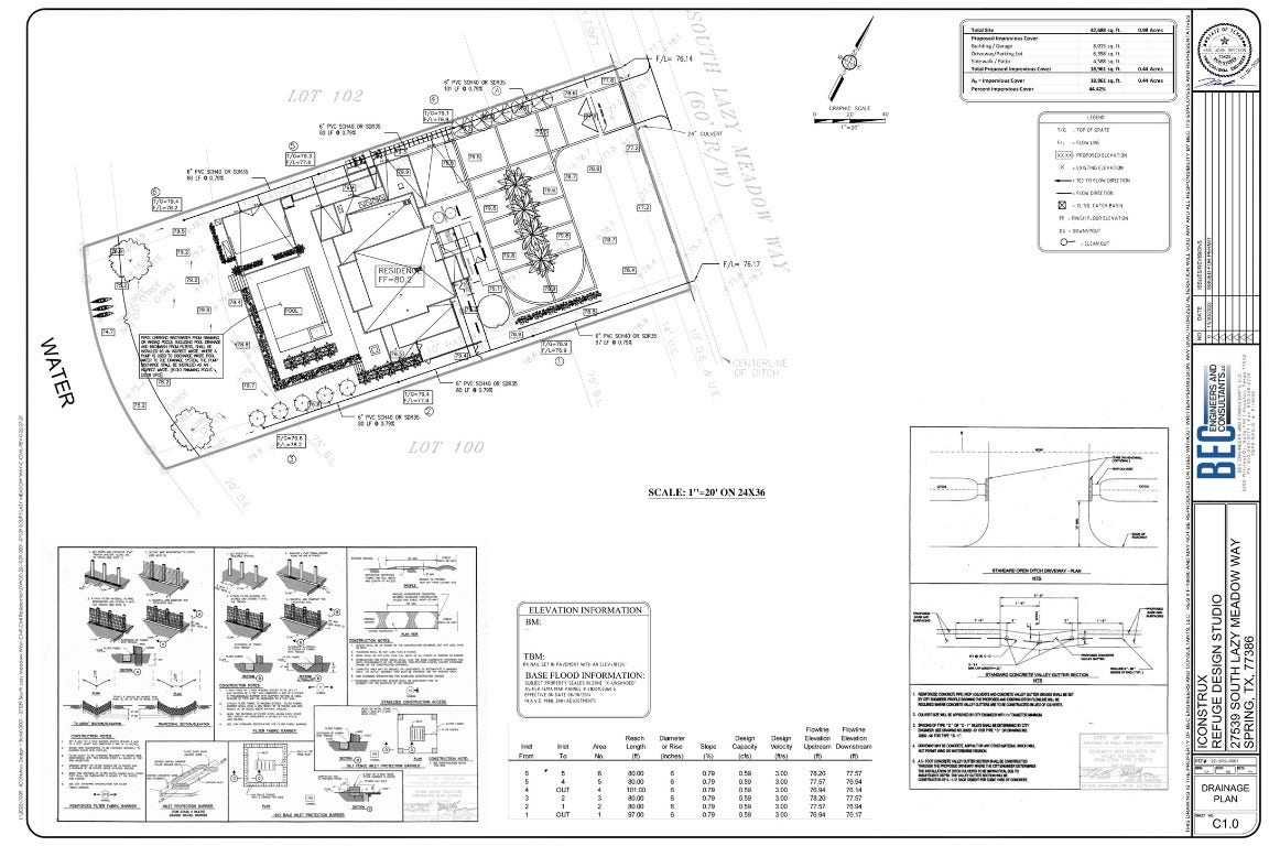 27539 S Lazy Meadow Way, Spring, TX 77386 Custom Home Site Plan. Impressive Primary Residence and Casita. Including a Circular Driveway & Pool!