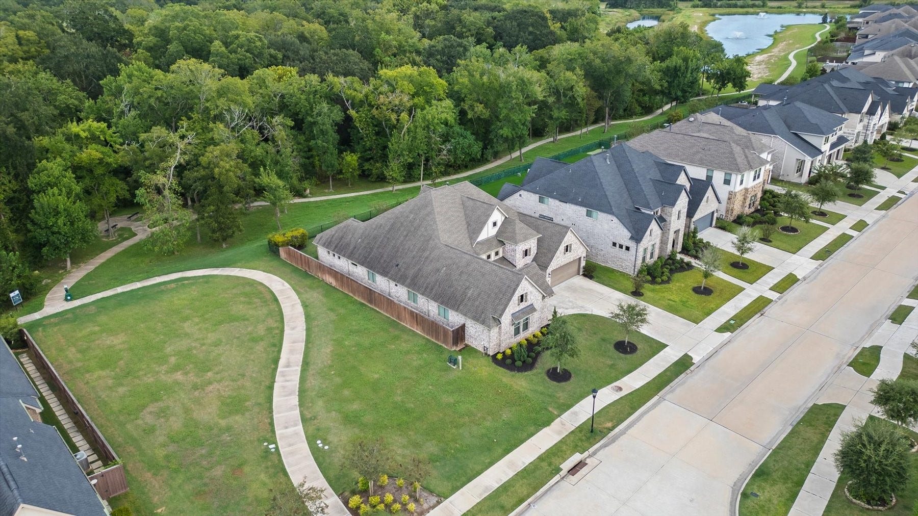 1219 Mcmurtry Ridge Drive, Katy, TX 77494 Aerial view showcasing the spacious home and nature preserve