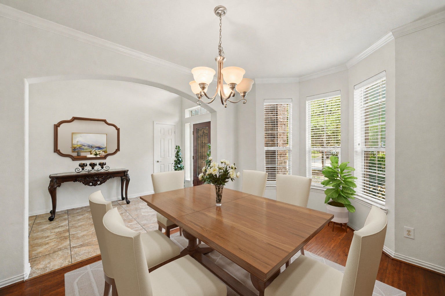 Virtually Staged: Step into a welcoming formal dining space designed for memorable meals and easy entertaining.