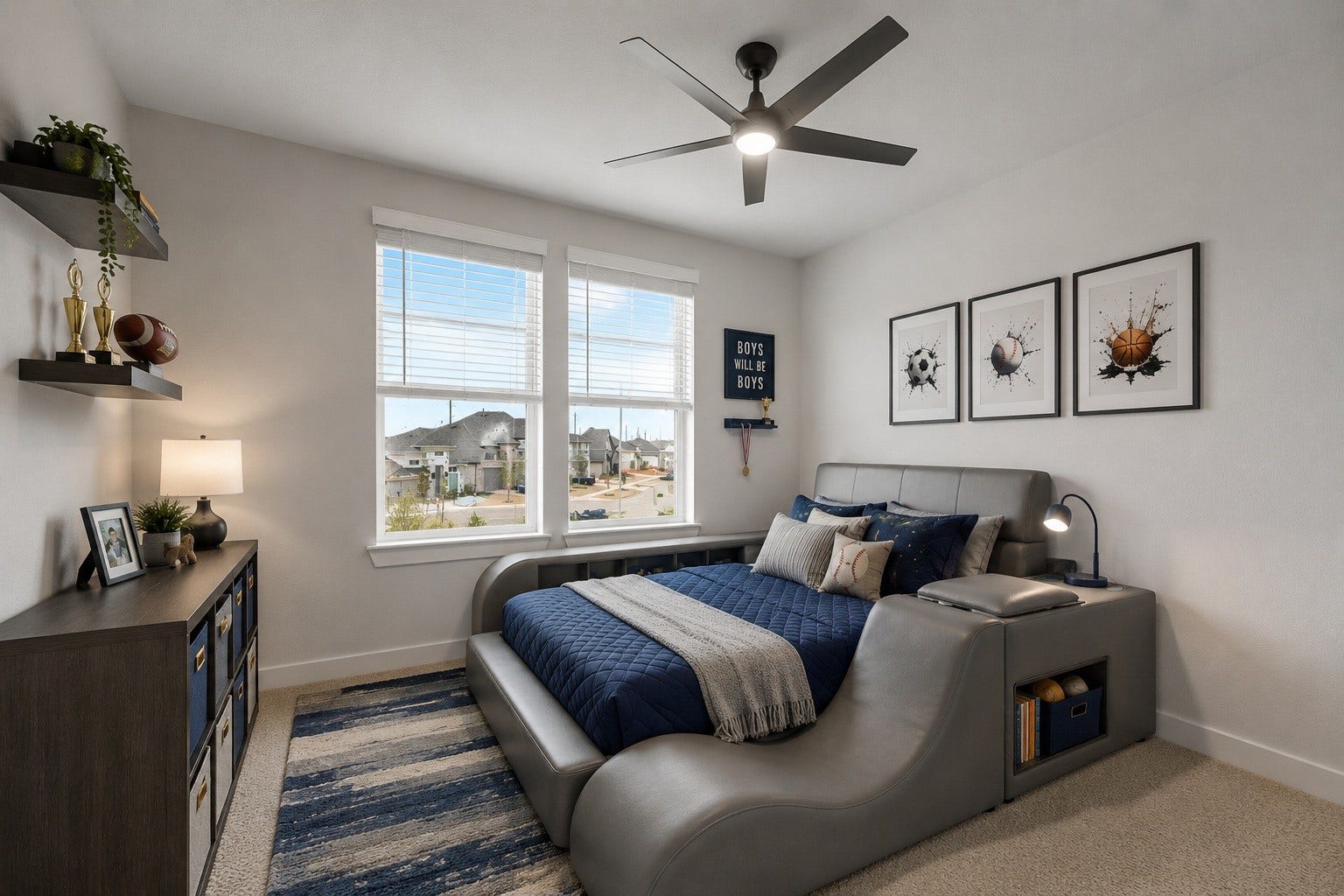 The thoughtfully designed layout of the fourth bedroom allows for natural light to flood the room, creating a warm and welcoming atmosphere. Virtually staged so you can imagine the possibilities.