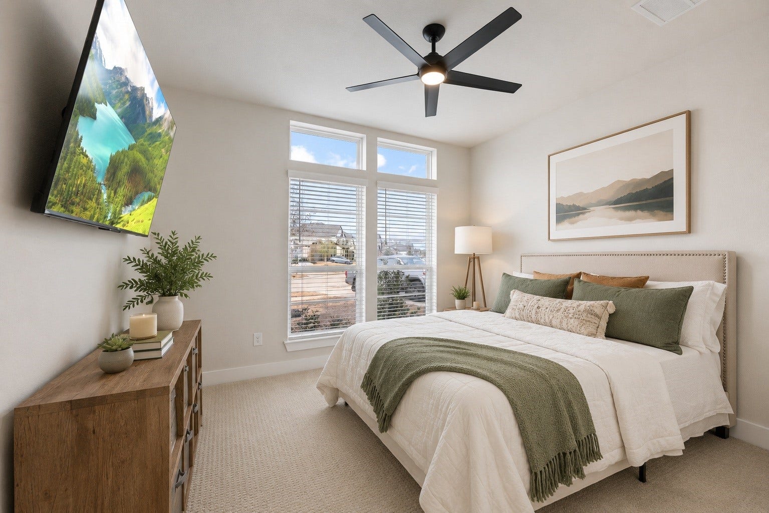 The second downstairs bedroom is also spacious and comfortable. This is a great in-law suite or private guest suite with its own private en-suite bath. Virtually staged.