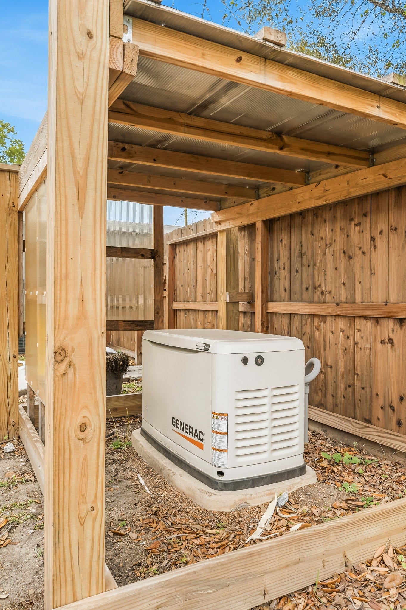 2111 N Galveston Avenue, Pearland, TX 77581 Backup generator installed in the backyard for added peace of mind.