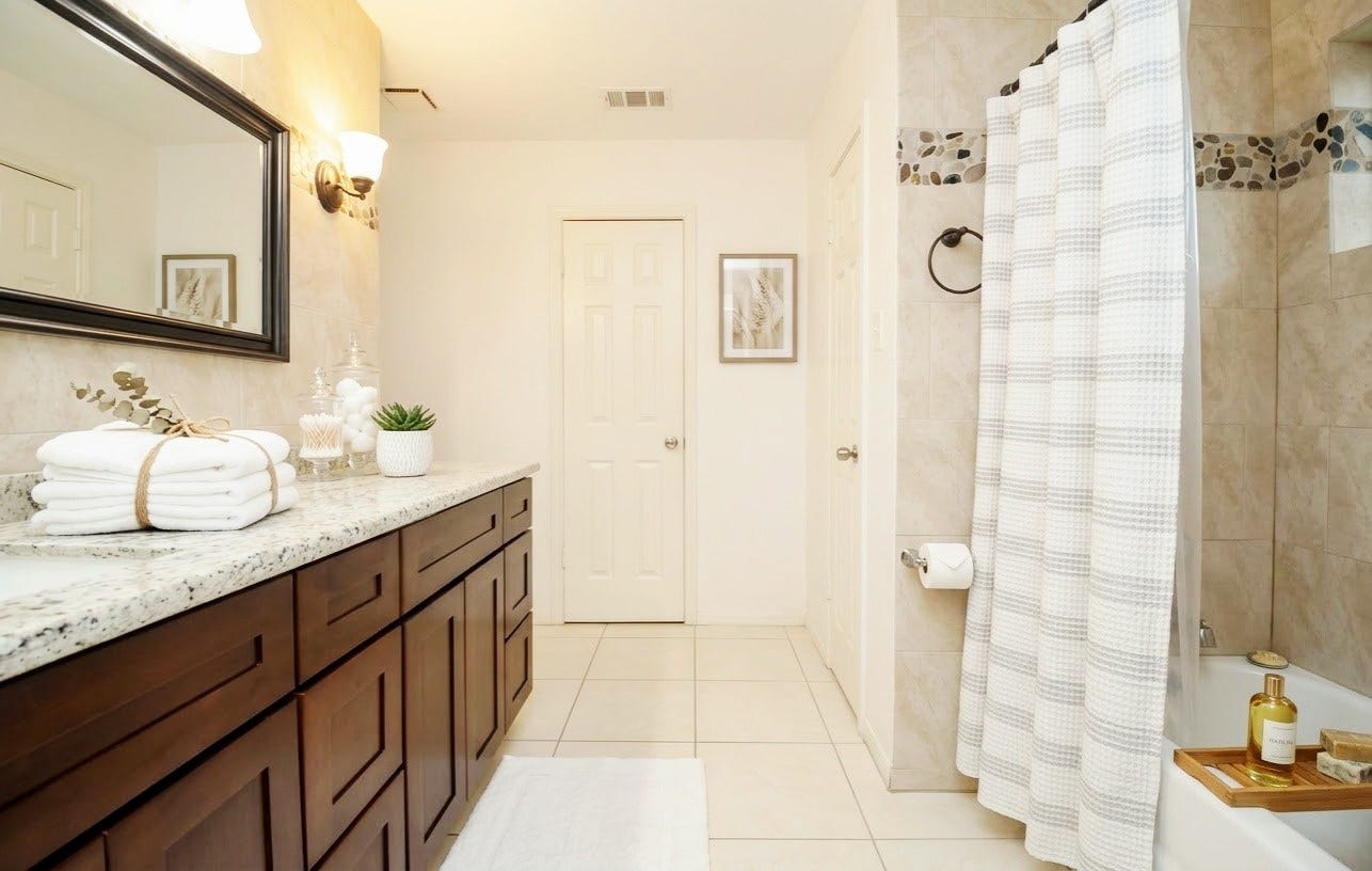 Master bathroom. *Virtually staged