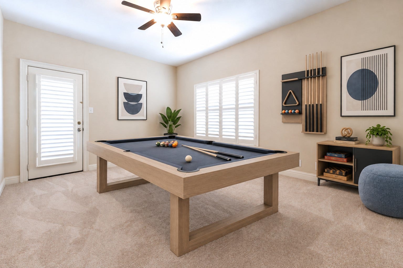 Challenge someone to a game of pool, pull out a board game, and make room for the kind of afternoons that turn into lasting memories. This space was virtually staged to help you understand what it feels like to enjoy this space.