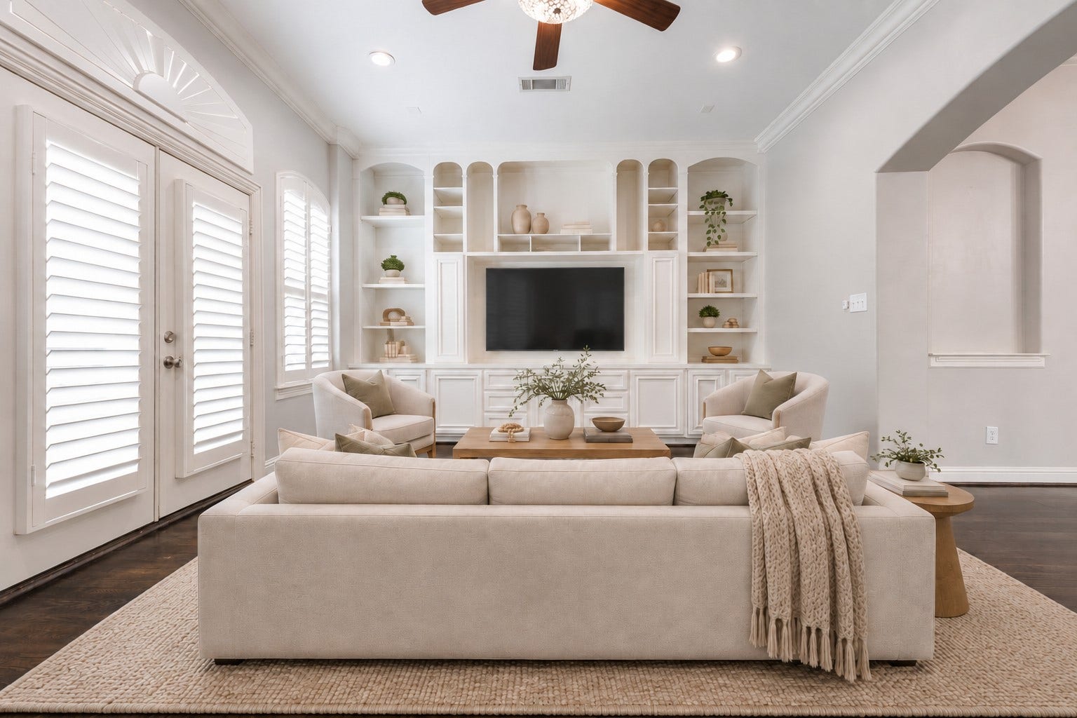 In this Living Room you can settle in for a movie, invite friends over for the big game, or spend a quiet afternoon relaxing. This space was virtually staged to help you understand what it feels like to enjoy this space.