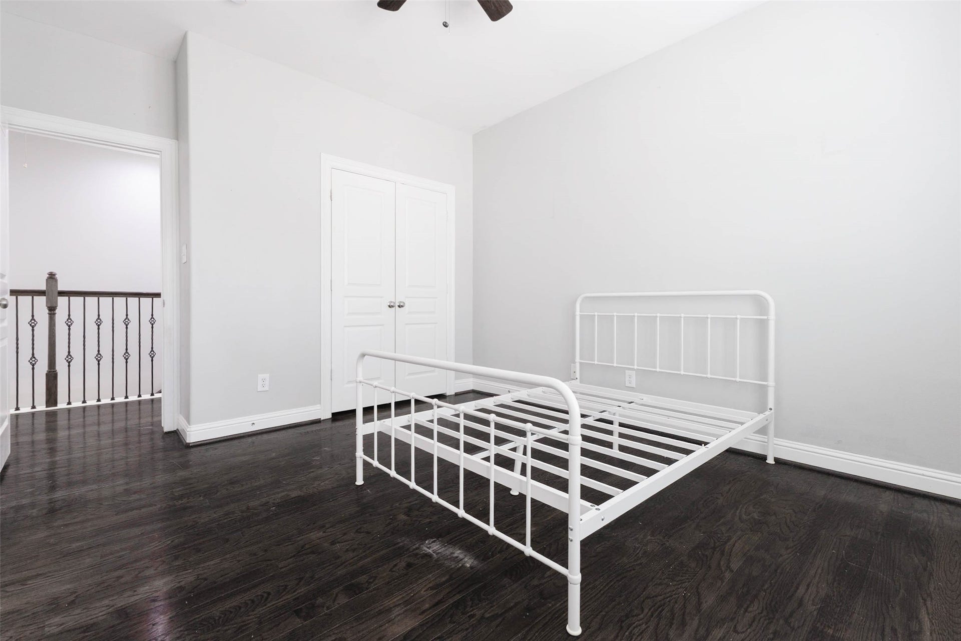 This 3rd bedroom on the 3rd floor is at the top of the stairs and to the left of the landry space.
