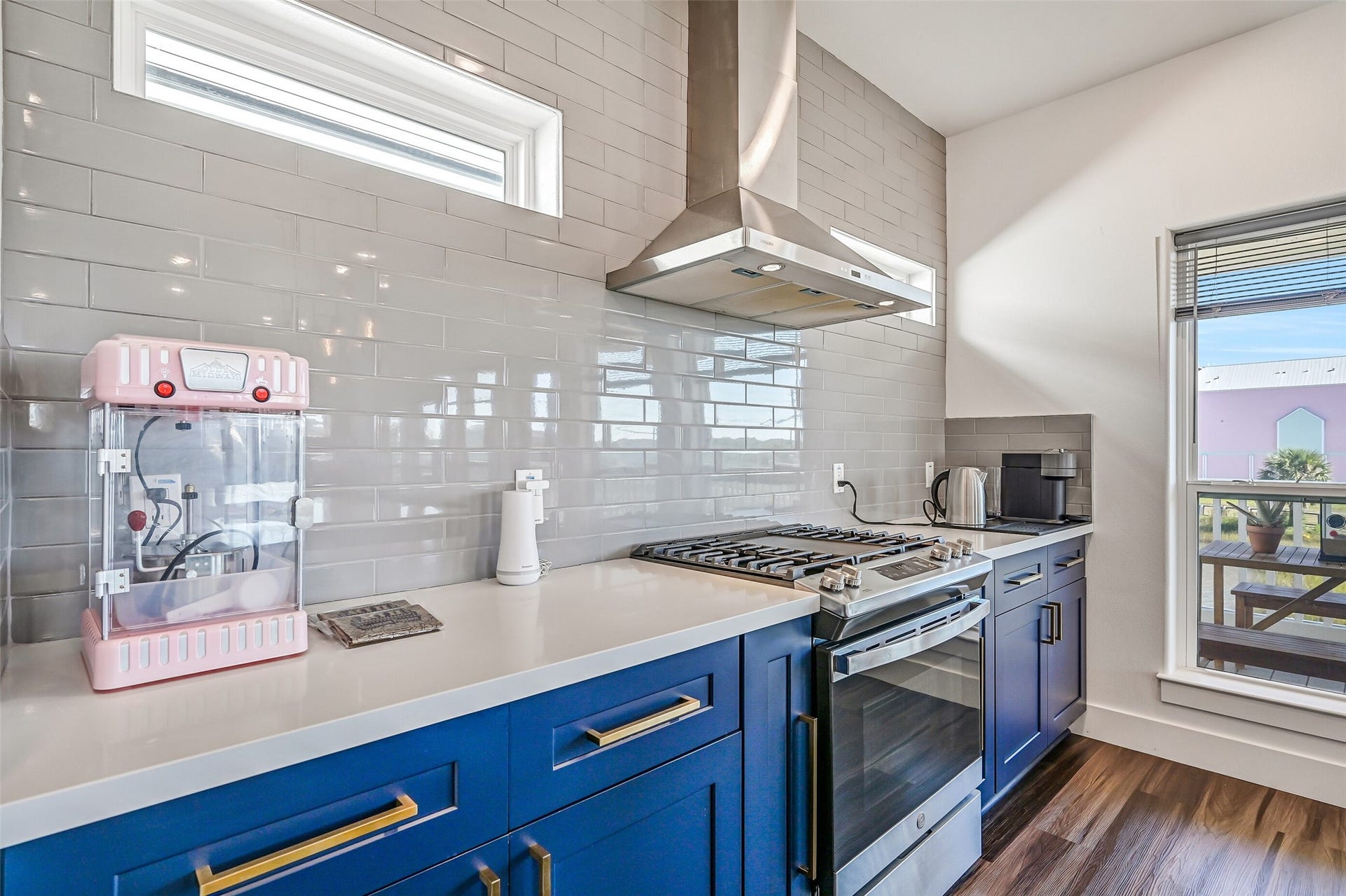 3627 Niko Court, Galveston, TX 77554 The kitchen features a gas stove, perfect for all your cooking needs!