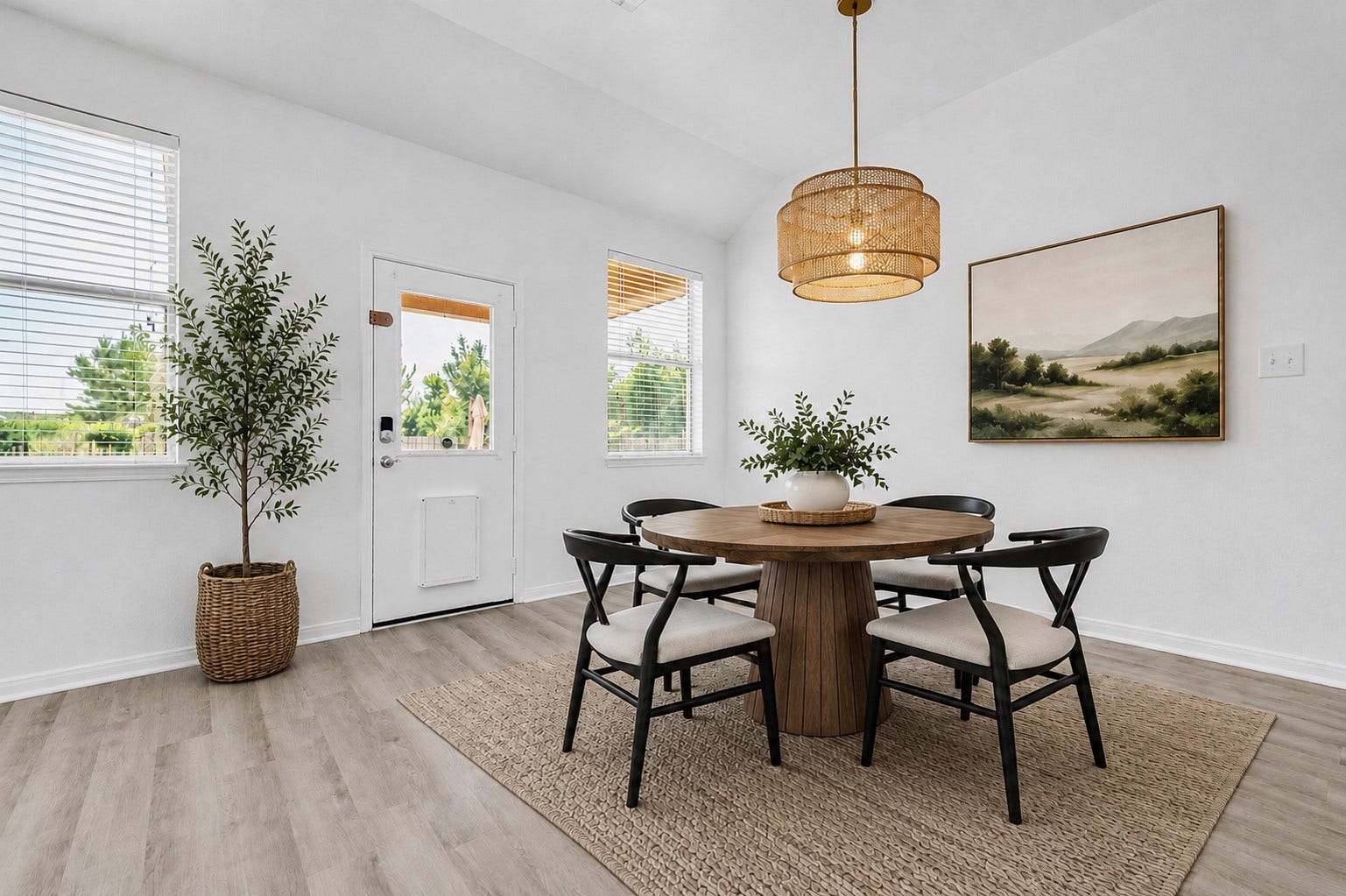 4707 Waukegan Road, Conroe, TX 77306 A staged view of the breakfast area showcases how the space can be arranged, giving you inspiration for creating a comfortable setting for everyday meals and gatherings. (Virtually Staged)