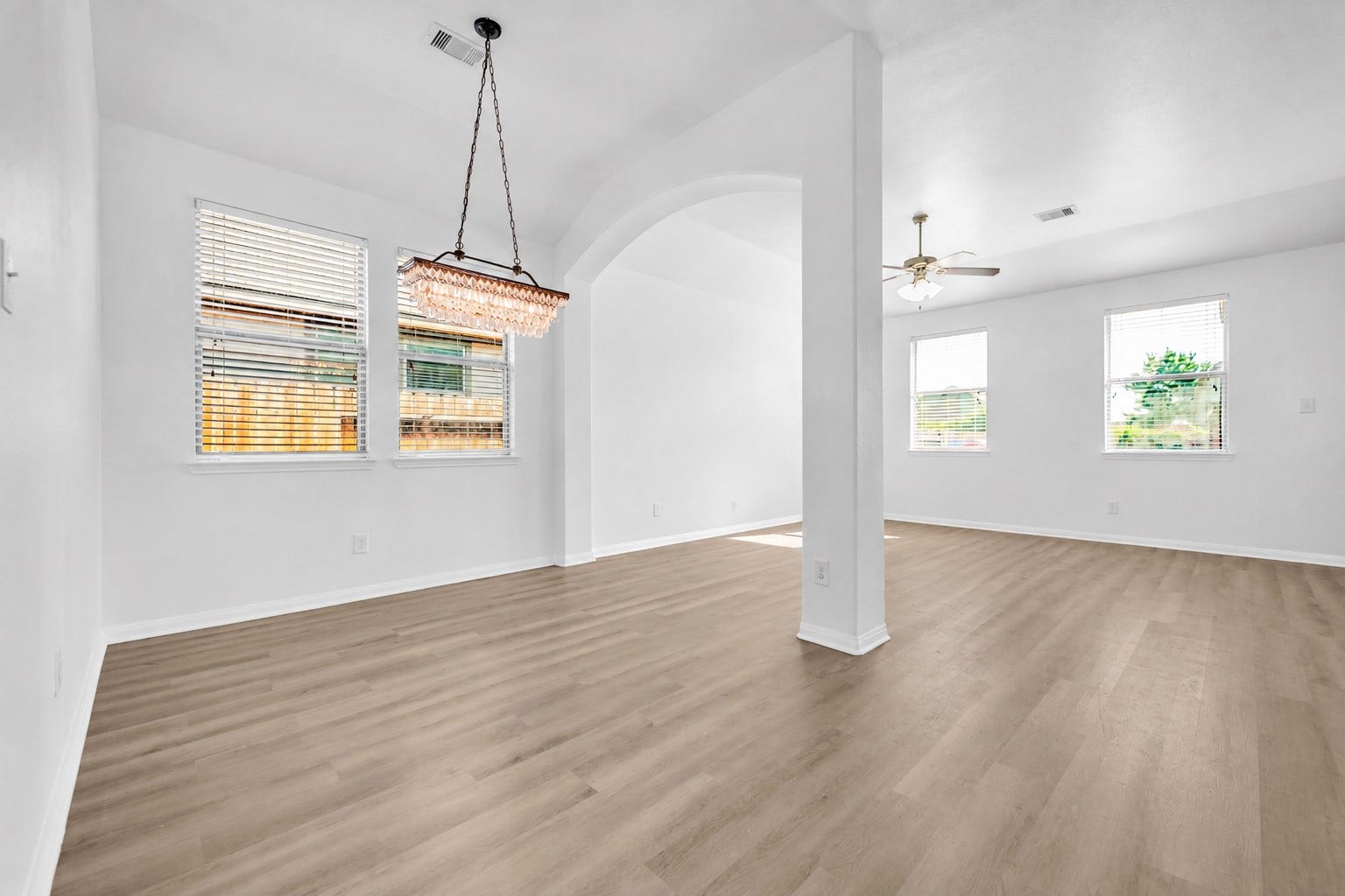 4707 Waukegan Road, Conroe, TX 77306 Another view of the dining area highlights its open space and flexible layout, ready to be furnished and personalized to your taste.