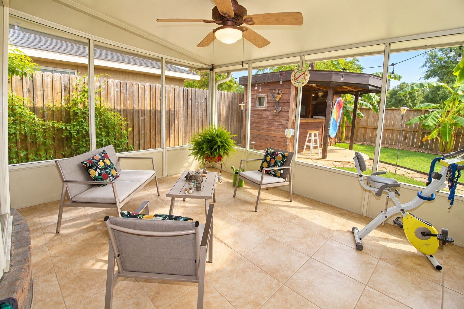 13767 Greywood Drive, Sugar Land, TX 77498 Fully screened patio ready for relaxing afternoons