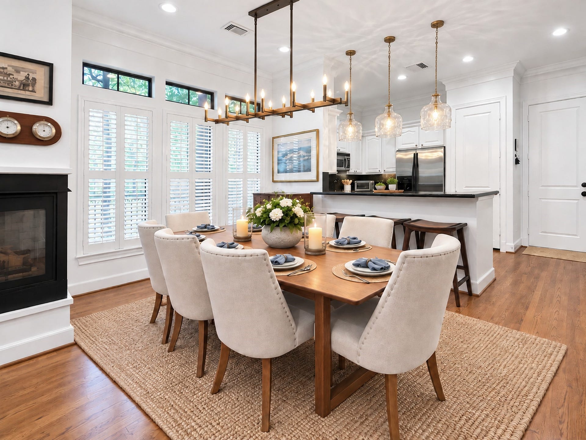 54 Riva Row, The Woodlands, TX 77380 This generous Dining Room offers plenty of room for a large crowd.