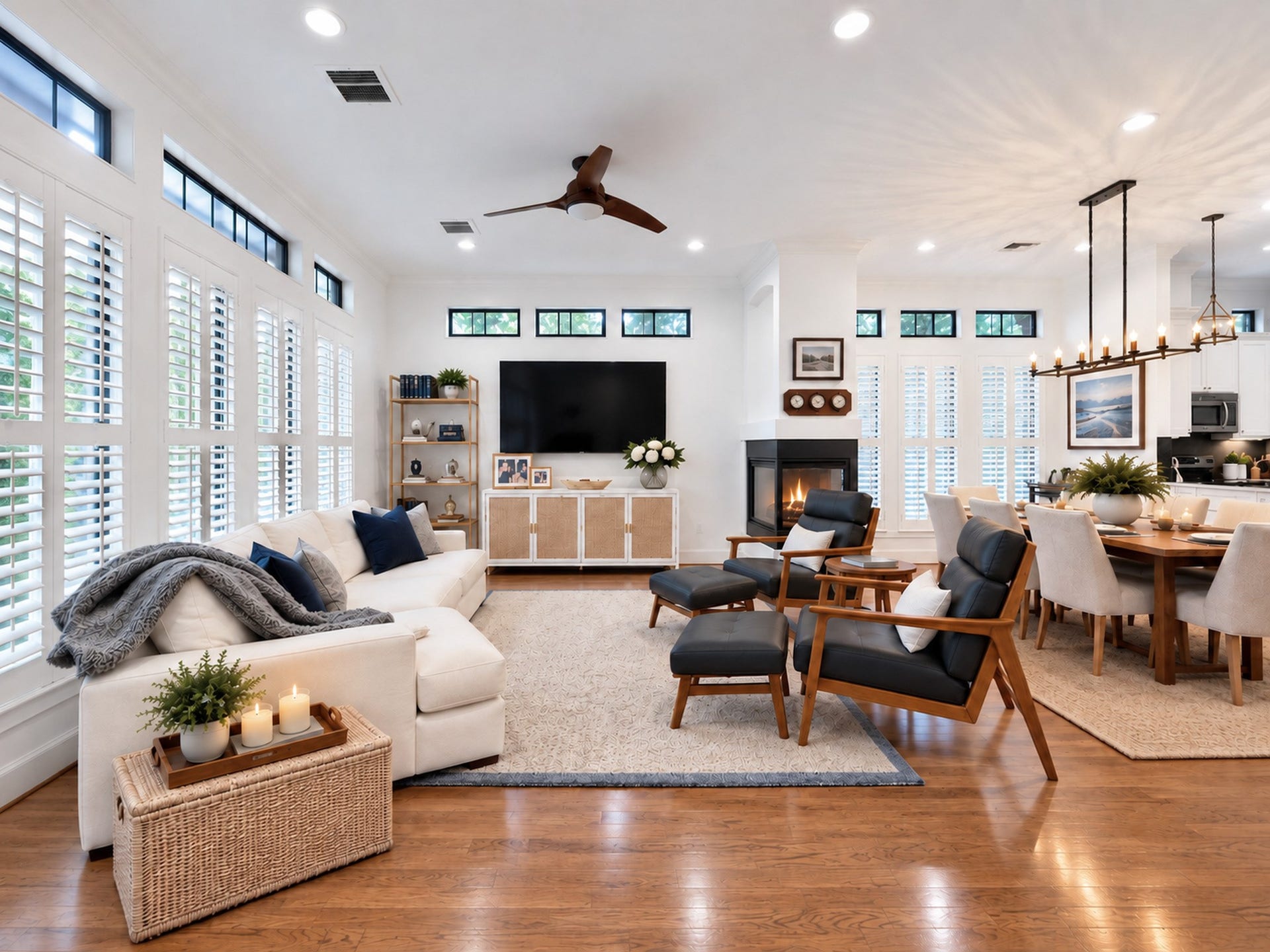 54 Riva Row, The Woodlands, TX 77380 Custom Plantation Shutters provide added privacy when you desire it.