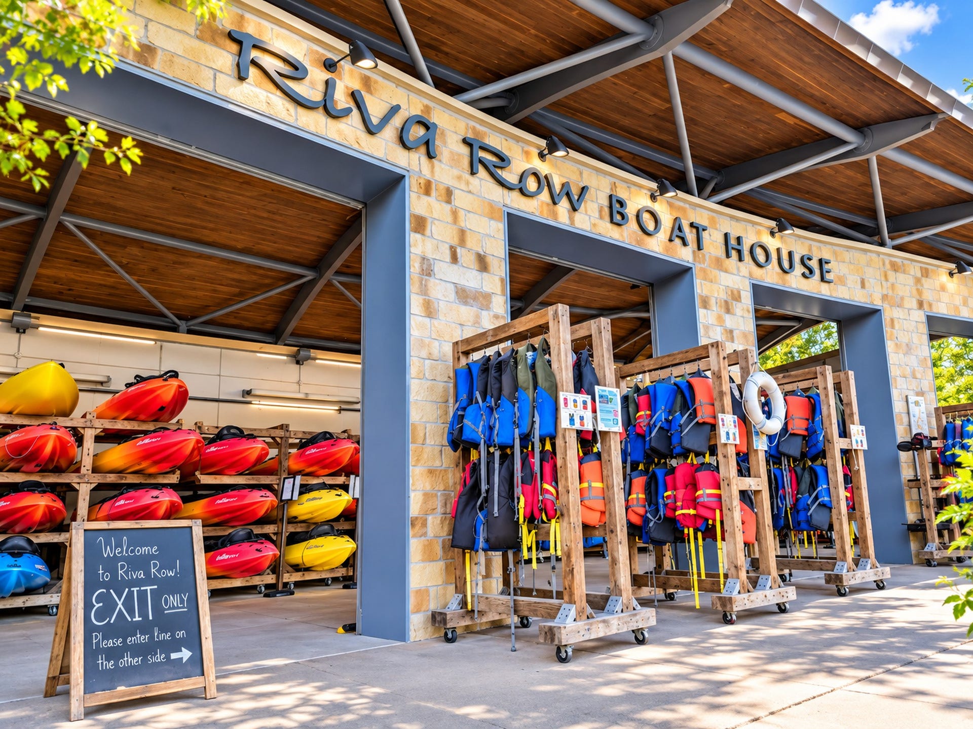 54 Riva Row, The Woodlands, TX 77380 Check out a kayak, canoe or paddle boat at the Riva Row Boat House