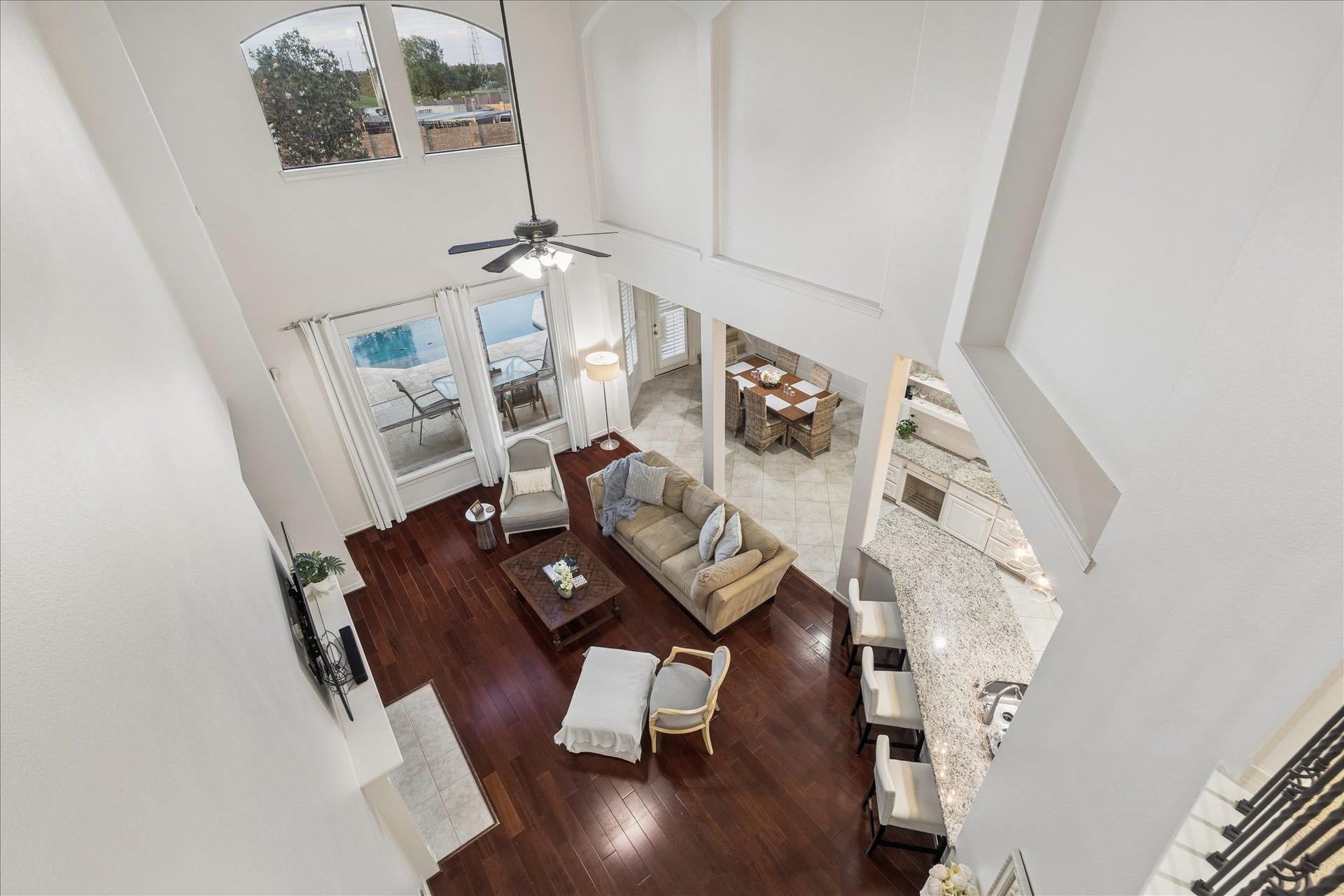 Lovely view from the gallery to the open living spaces.