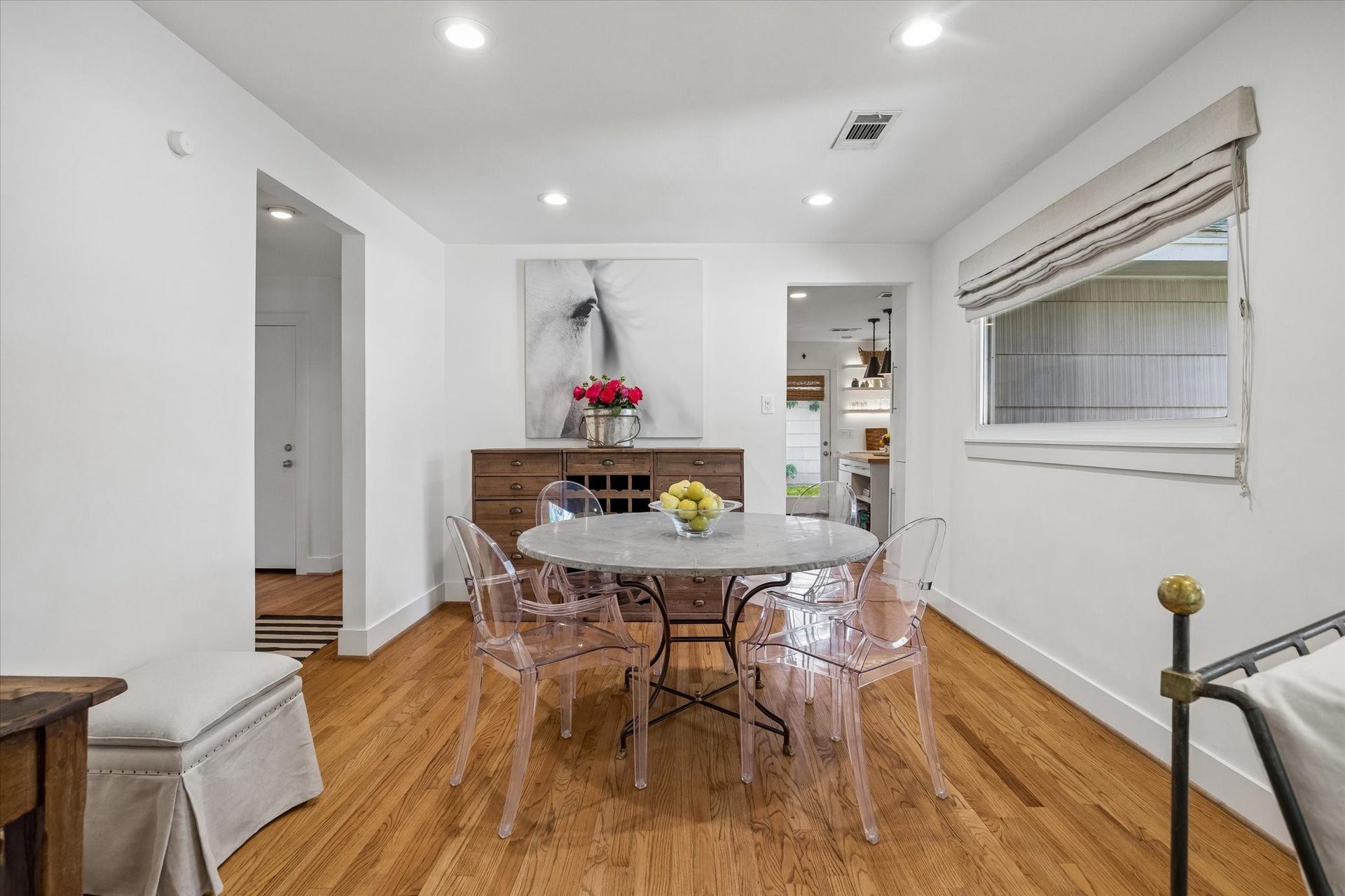 The dining area is large enough for 6+ dining chairs