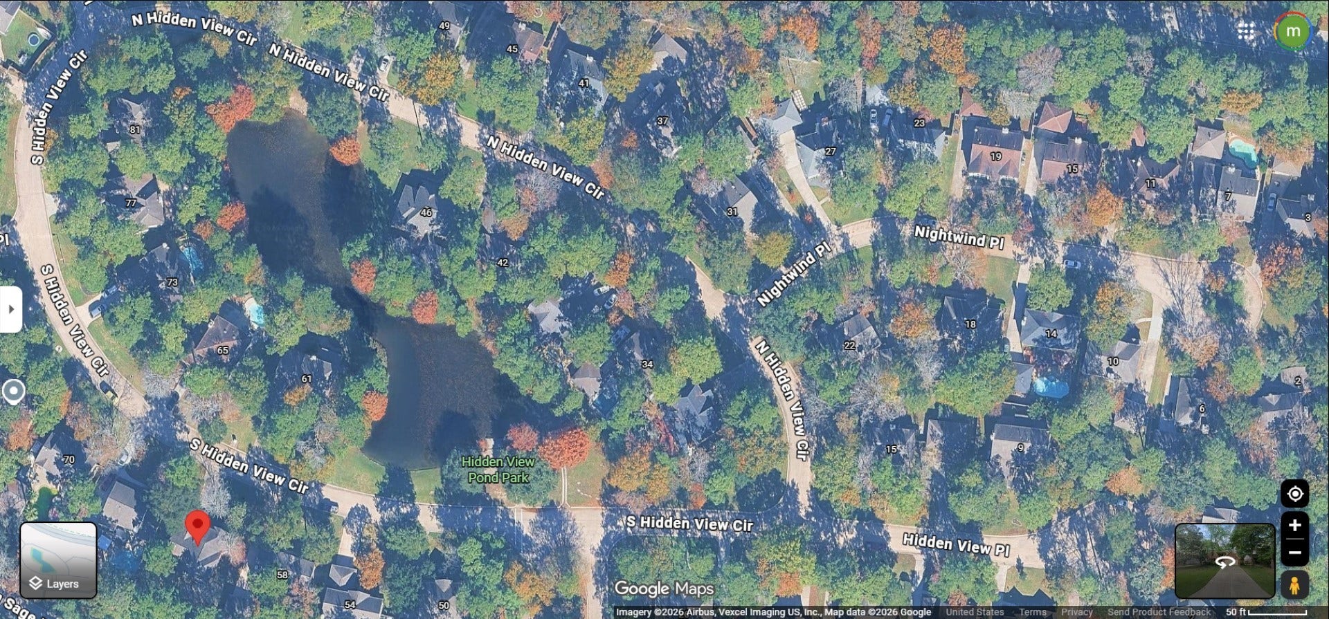 62 S Hidden View Circle, The Woodlands, TX 77381 No thru-traffic on Hidden View Circle; perfect for bike rides and walks