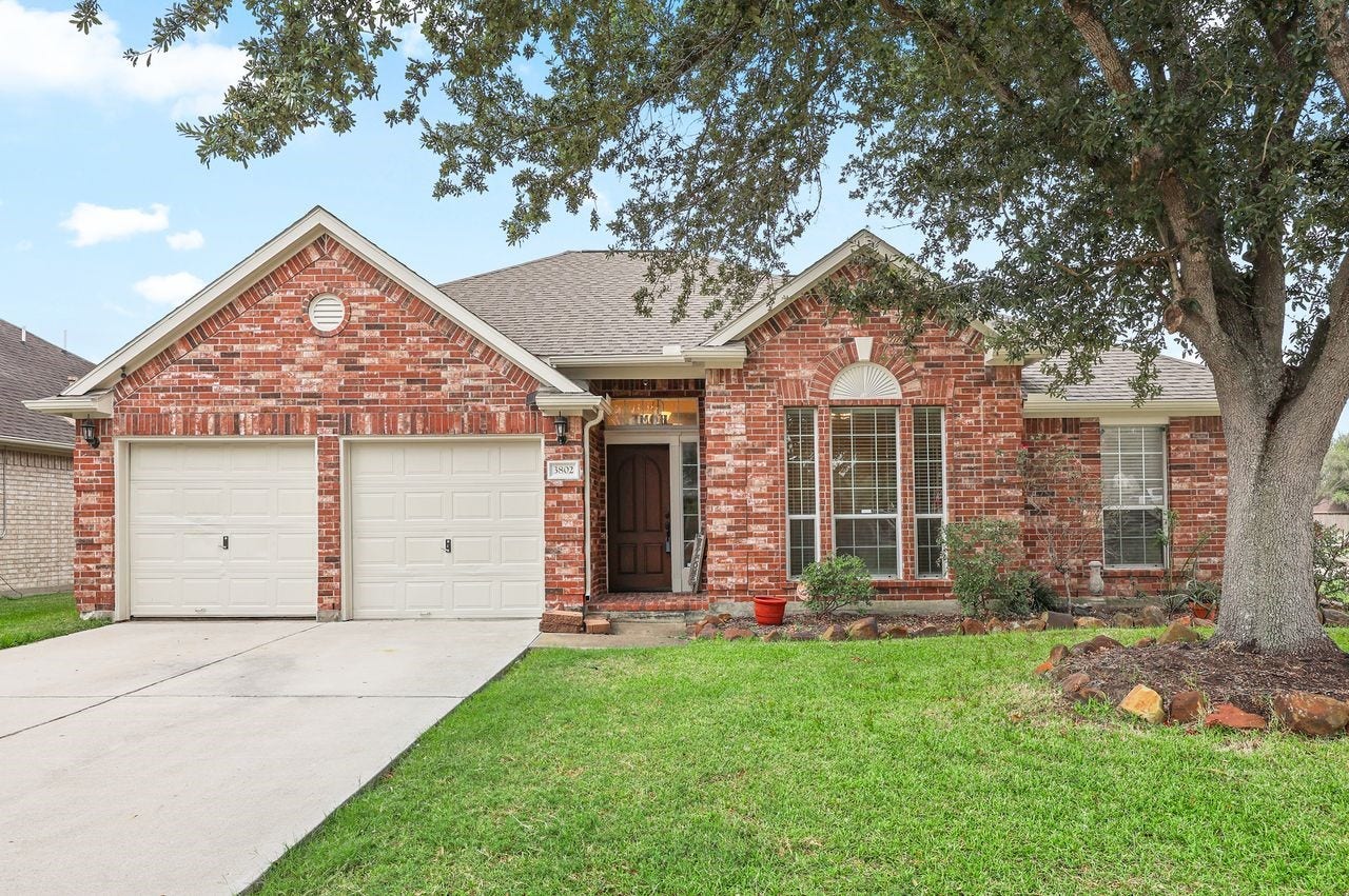 3802 Oakwilde Circle, La Porte, TX 77571 Welcome Home! Attractive Brick Exterior with Mature Shade Tree, Nicely Landscaped Yard, and Two-Car Garage.