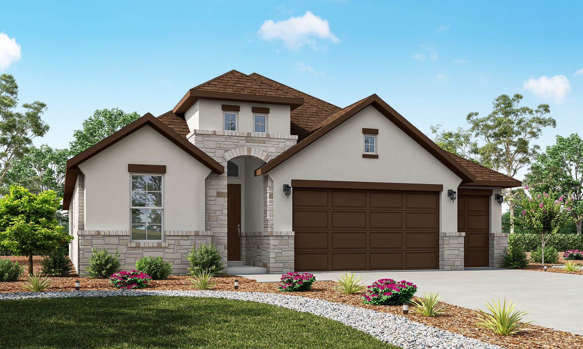 14855 Mickelson Woods Drive, Willis, TX 77318 Artist rendering of the home exterior currently under construction. Design elements, colors, and features are conceptual and may vary from the finished product.
