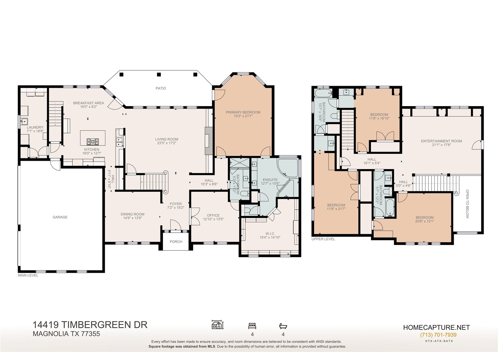 Detailed floor plan illustrating the functional layout, including a first-floor primary suite, office, multiple living areas, and spacious upstairs bedrooms.