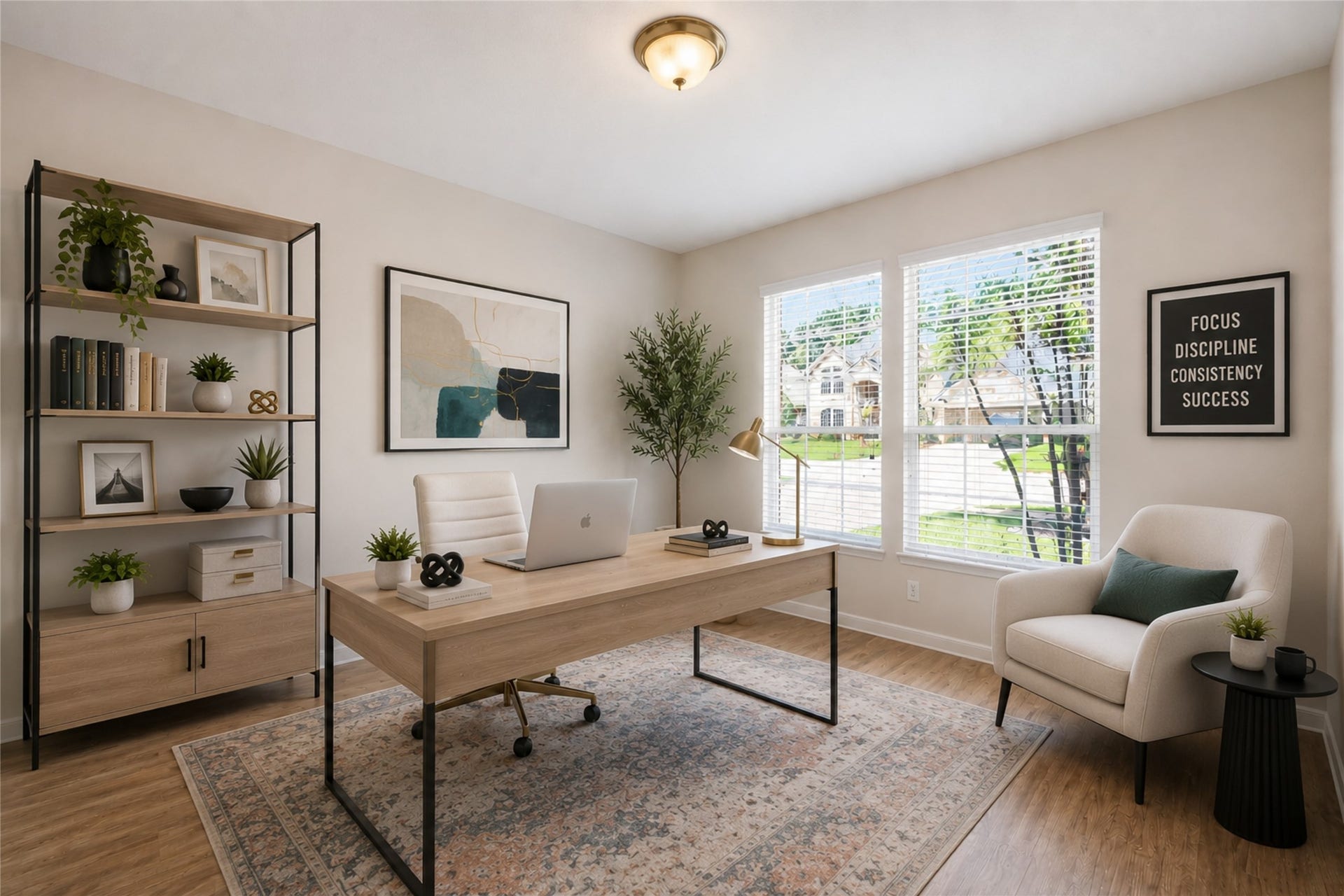 5727 Candlecreek Drive, Richmond, TX 77469 Virtually Staged - Create a productive work-from-home space, reading room or quiet place to focus. The large window brings in plenty of natural light throughout the day.