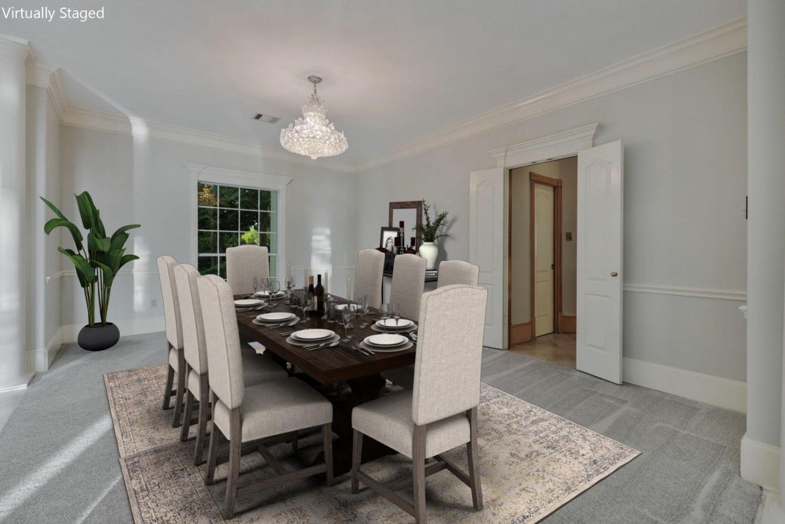 35 W Isle Place, The Woodlands, TX 77381 Formal dining room with elegant finishes, perfect for hosting family gatherings and special occasions.